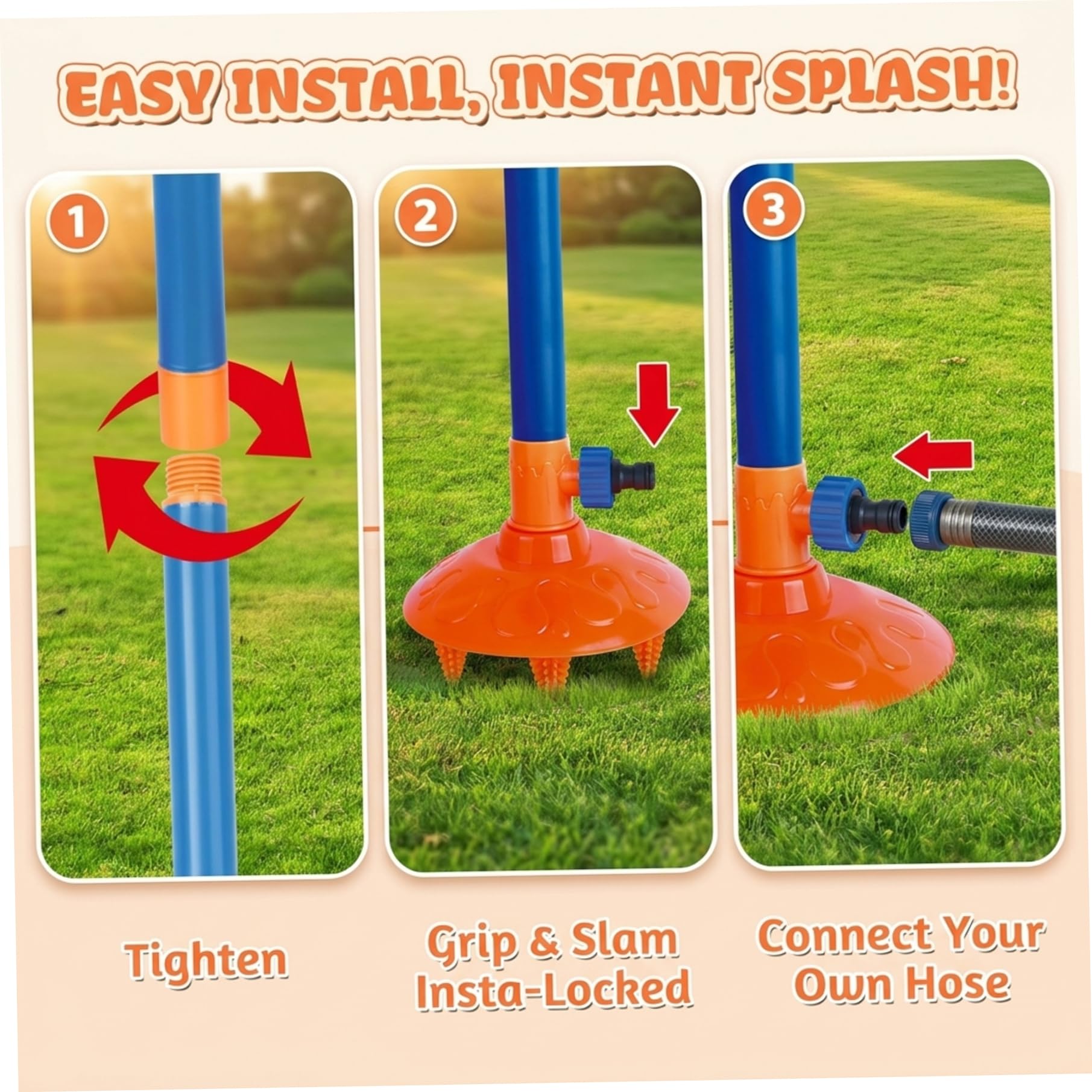 Aspersor de Agua para niños, Juguete acuático para Exteriores con 8 Tubos ondulados y 4 boquillas, aspersor para niños y Mascotas, Juguete, Exterior, danzante.