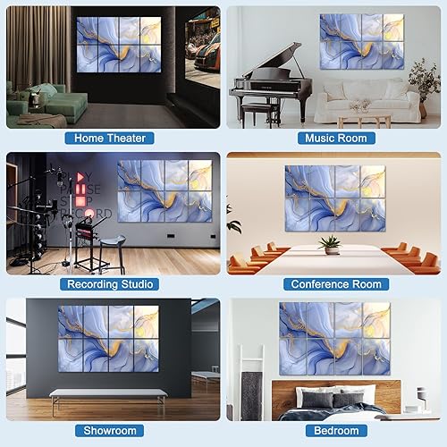 Miniatura 7 de Paquete de 8 paneles acústicos artísticos de espuma a prueba de sonido para paredes, paneles decorativos absorbentes de sonido de 48 x 32 pulgadas
