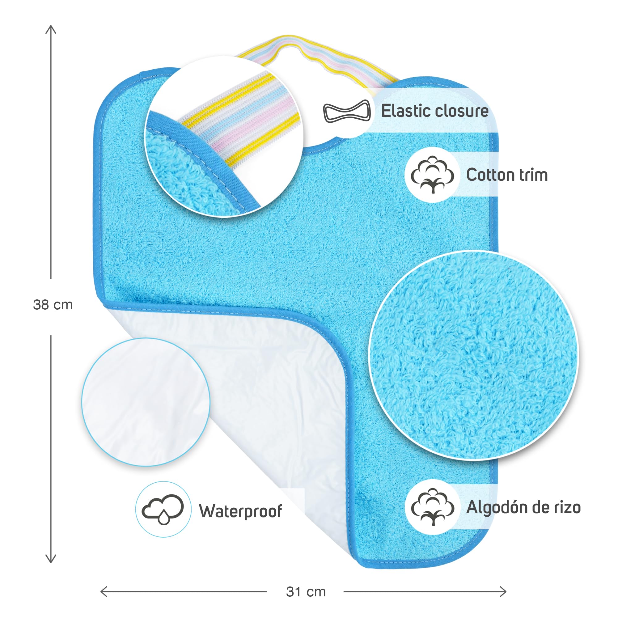 Ti-tin 3269-4 Pack of 4 Waterproof Bibs 12, 32 x 36 cm, Bright Colours, 18-24 Months Unisex Baby, Strong Colours - Image 2