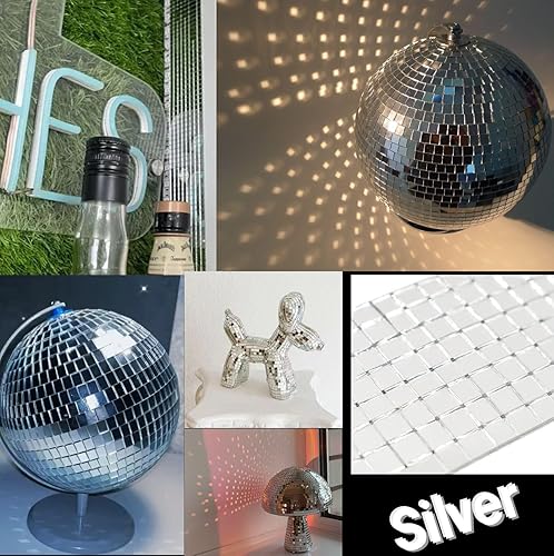 Miniatura 3 de Yeehlmer Azulejos de discoteca de espejo de cristal, 2400 unidades, 0.197 x 0.197 in, autoadhesivos, azulejos de espejo para decoración de