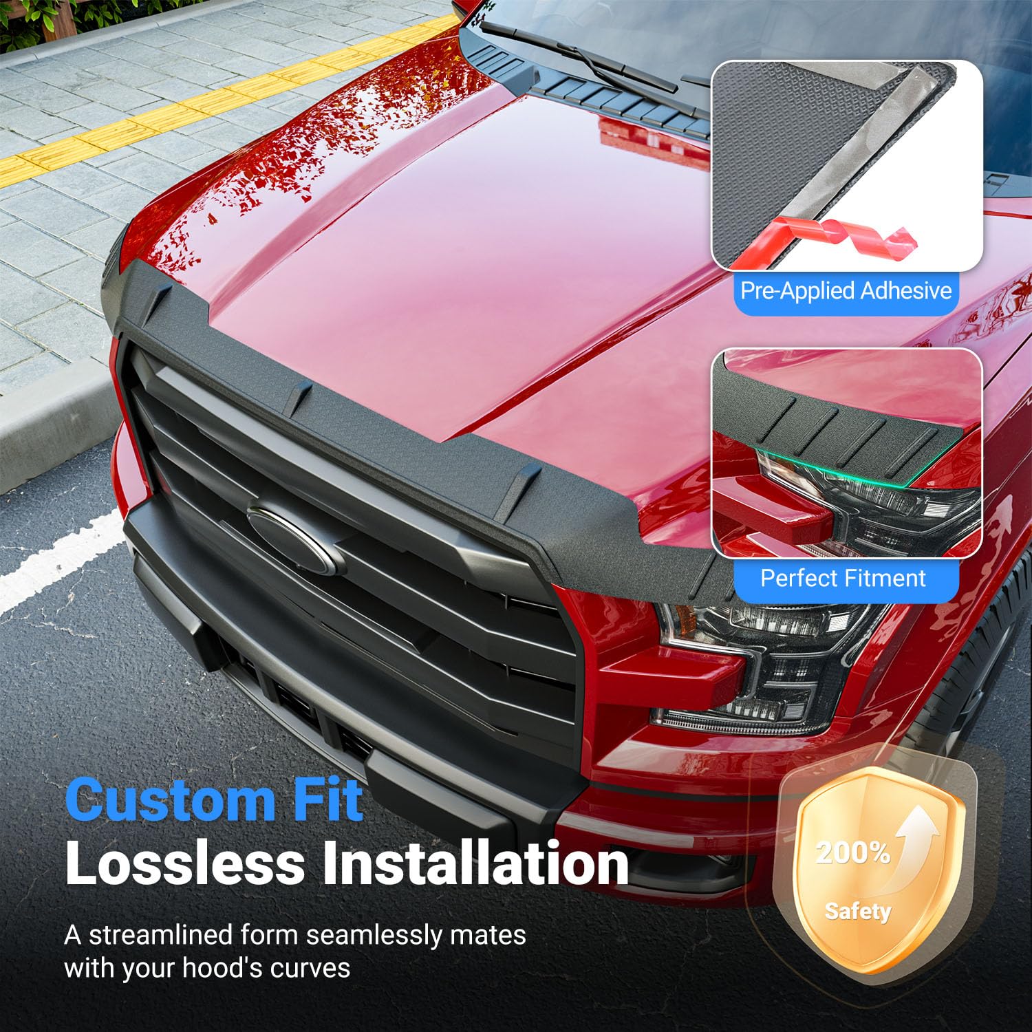 Xipoo Protezione del cofano compatibile con Ford F150 2015-2020 Deflettore del cofano TPE Shield di ricambio per accessori Ford F-150 2015 2016 2017 2018 2019 2020