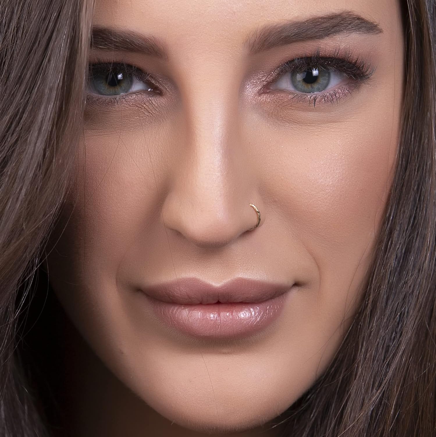 Jolliz Gold Nose Ring - Dainty 7mm Hoop 20 Gauge Hammered Piercing – Snug 14K Gold Filled Nose Piercings – Body Jewelry Piercing Hoops – Gift Wrapped Ready Purchase - Image 4