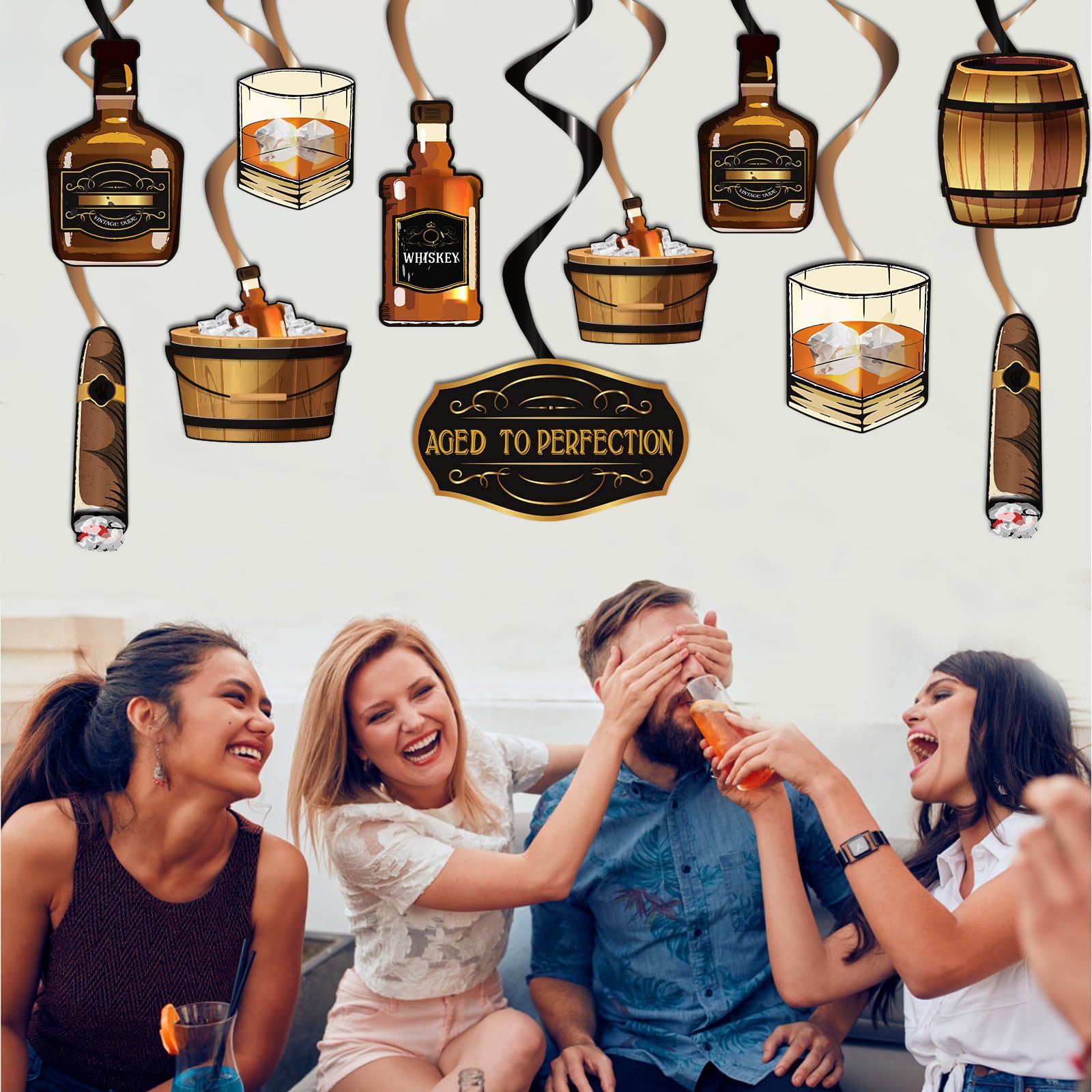 Dekoracje na przyjęcia urodzinowe w whisky, dla mężczyzn, w wieku do perfekcji, artykuły imprezowe, na whisky, wiszące wiry, piwo, dekoracje imprezowe na 30. 40. 50. urodziny, dekoracje