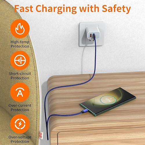 Miniatura 3 de JXMOX Cable USB tipo C (paquete de 2 unidades de 6.6 pies), USB-A a USB C 3A, cable de carga rápida compatible con iPhone 15 16 Pro Max, Samsung