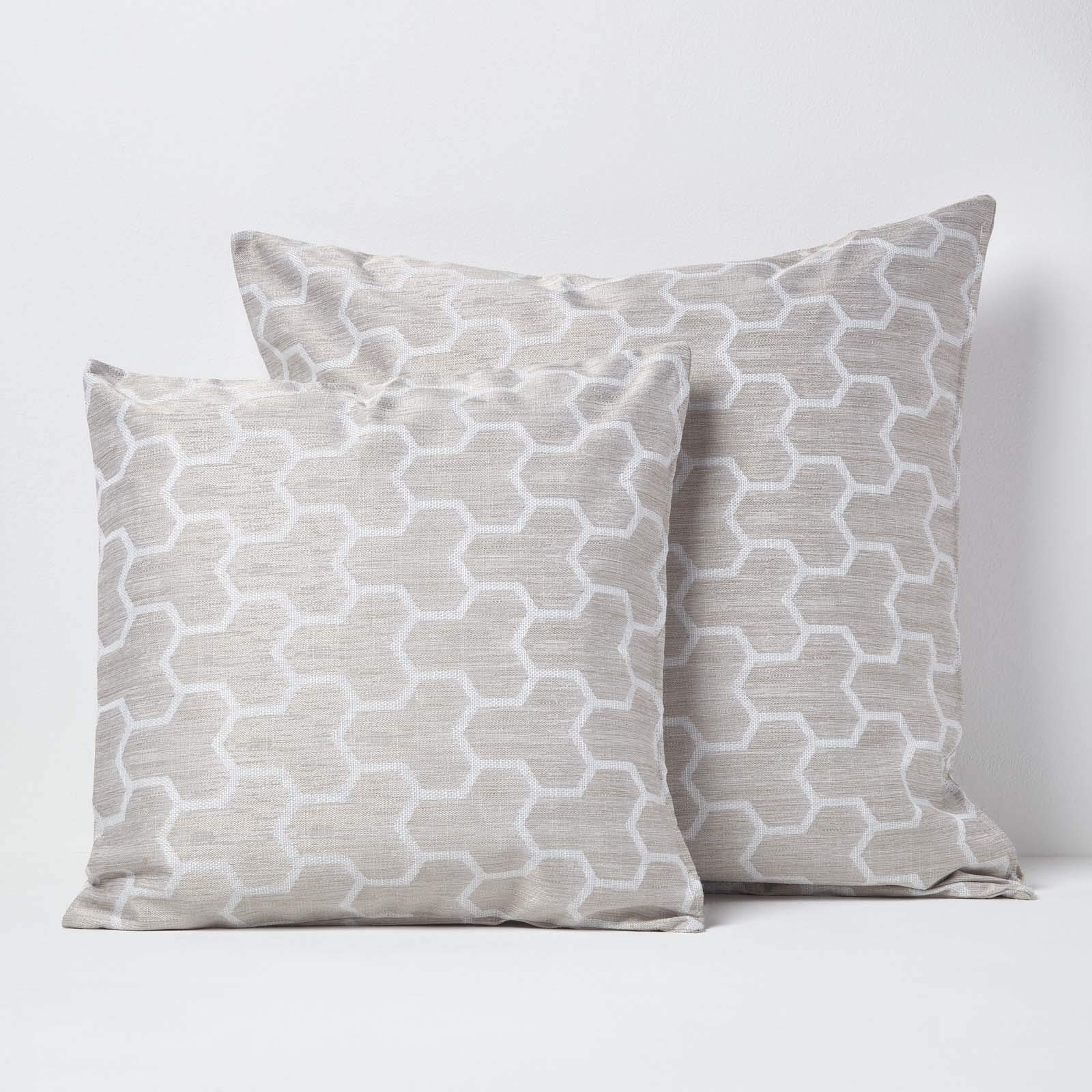 Homescapes cuscino decorativo quadrato, Cotone Con Imbottitura Morbida, Colore: A Righe 60 x 60 cm Malva