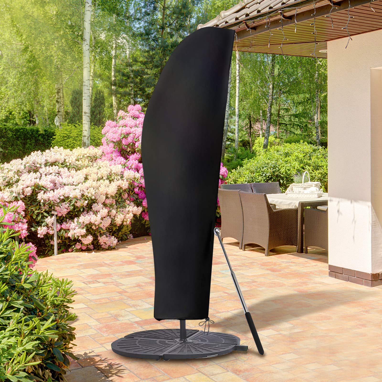 GEMITTO 9-11ft Offset Umbrella & Frame Cover Waterproof Parasol Cover Outdoor Cantilever Umbrellas Cover with Zipper Oxford Fabric