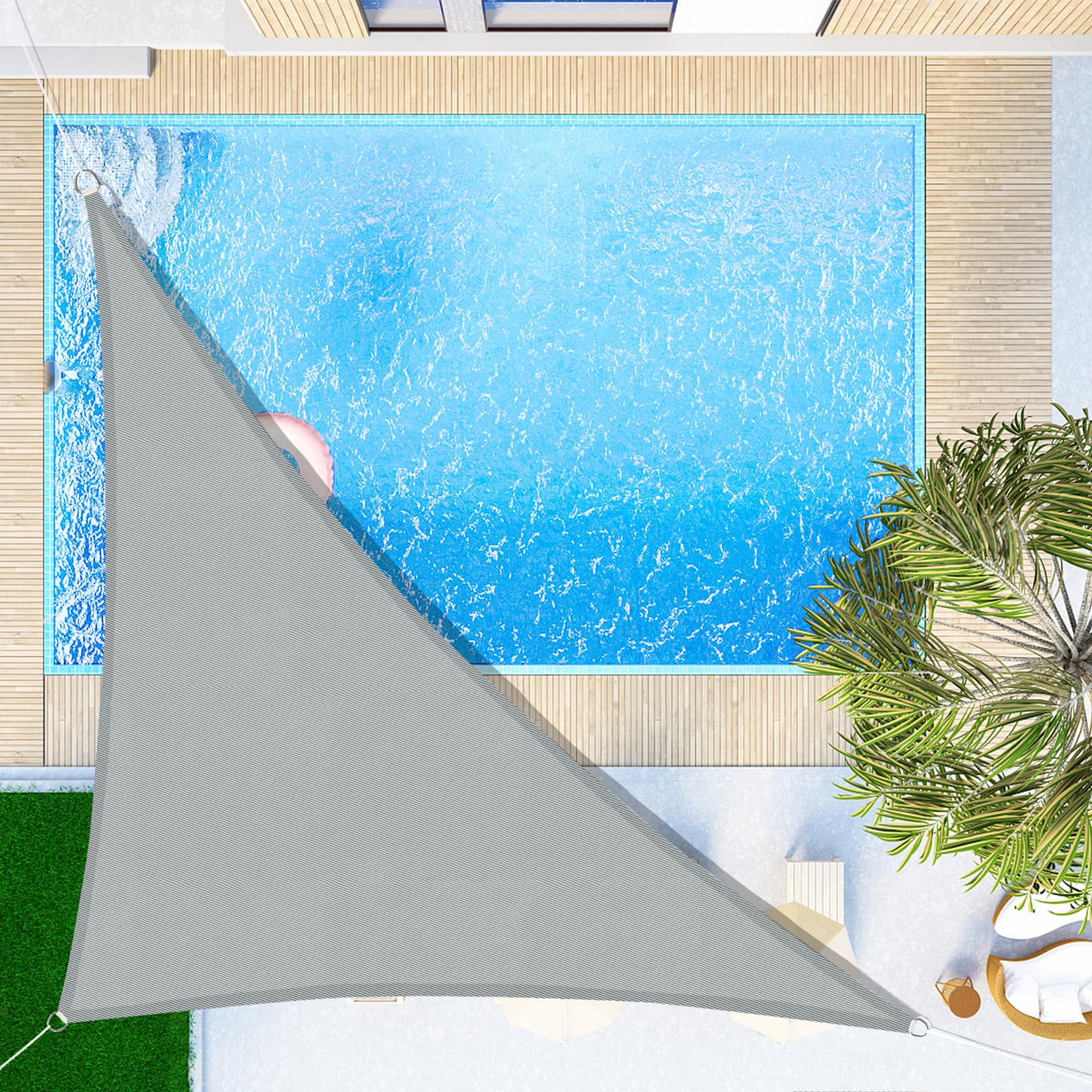 SUNNY GUARD Toldo Vela de Sombra Impermeable 3x3x3m Triangular a Prueba de Viento protección UV para Patio,Jardín, Exteriores, Terraza, Color Arena — view 29