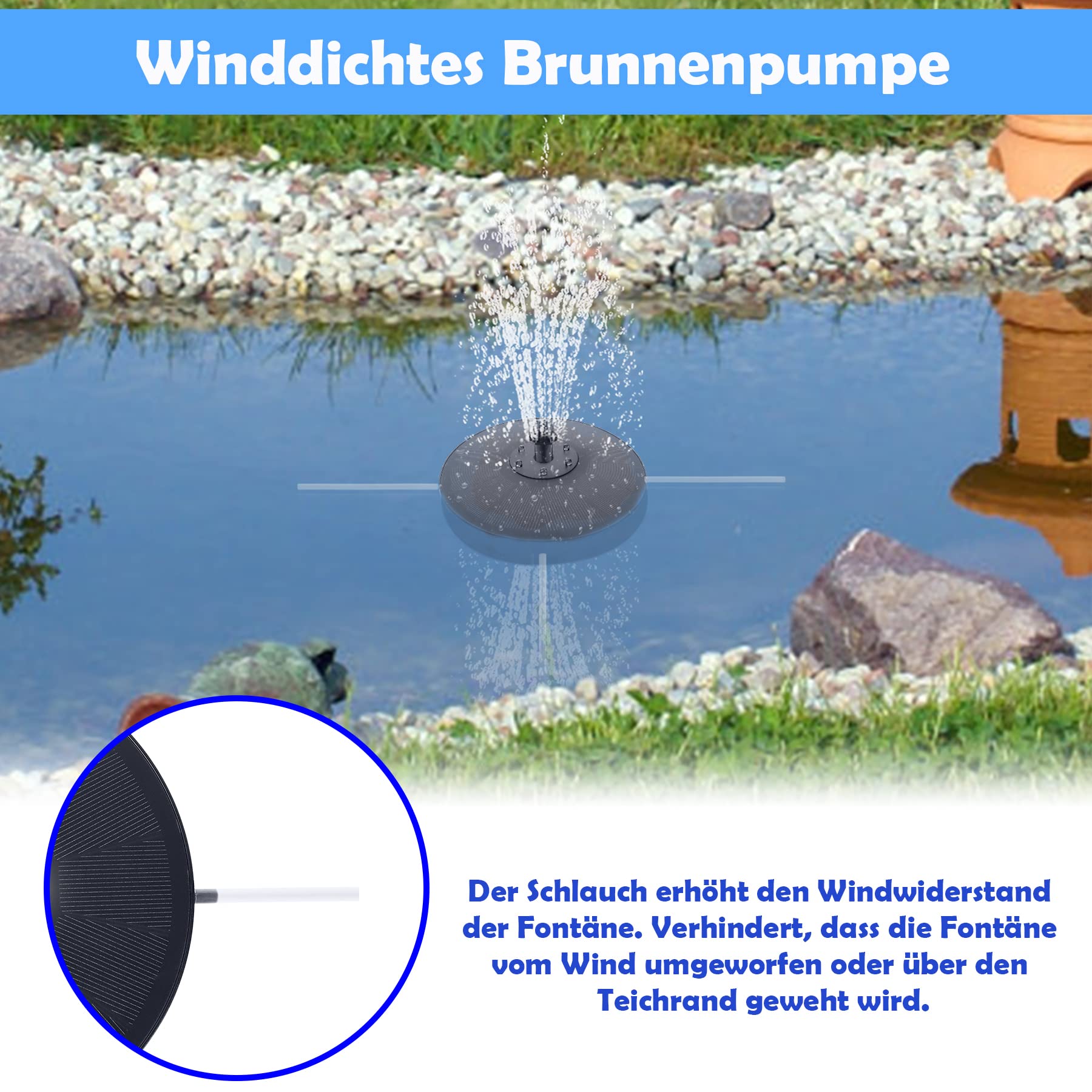 Solar Springbrunnen 1.4W Mit 4 Sprüheffekten - Teichpumpe Für Garten & Vogelbad