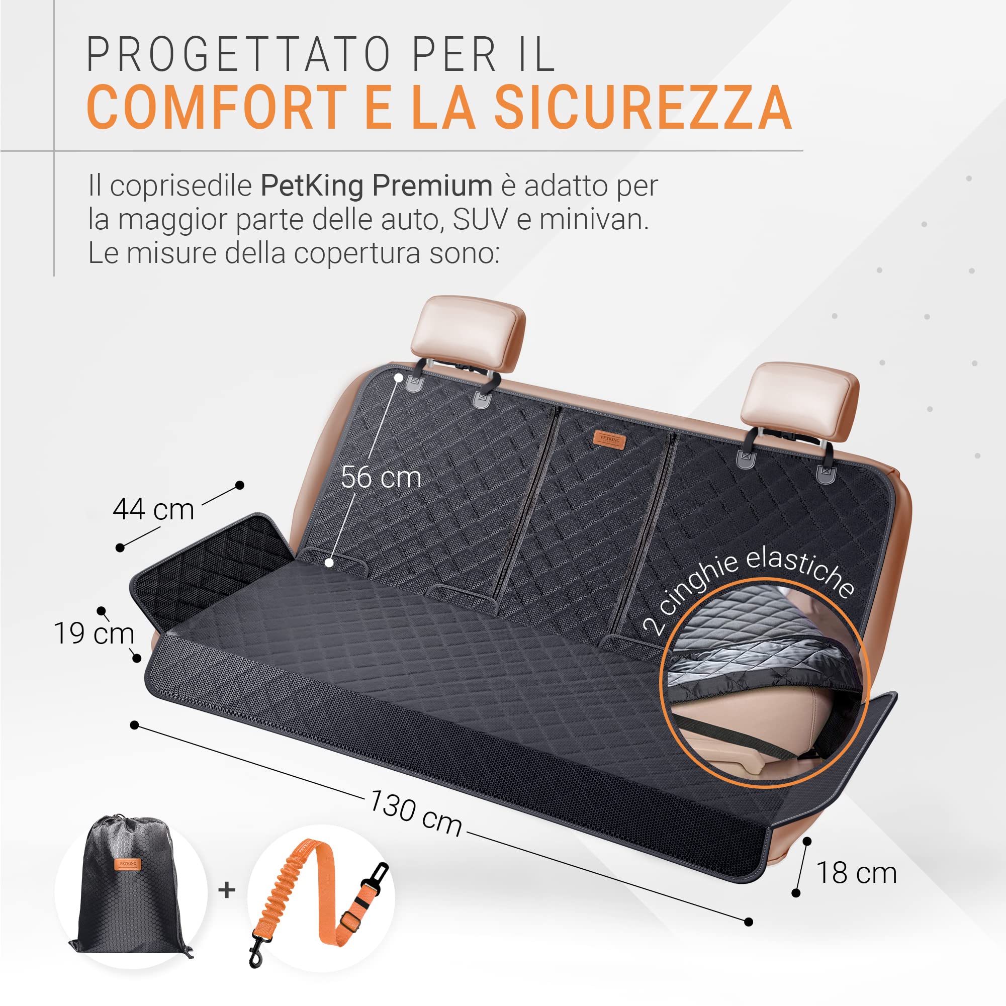 PetKing Premium Coprisedile Auto per Cani Telo Auto per Cani Telo Macchina Cane Auto Copri Sedile Posteriori Coprisedili Auto per Cani Coprisedile Posteriore Cane Copertura Sedili (Bench cover)