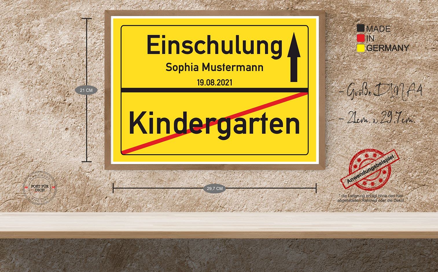 Personalisiertes Ortsschild Zur Einschulung - DIN A4 Kunstdruck Mit Name & Datum