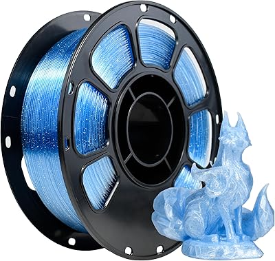 23 – iBOSS Glitter PETG Filament 1.75mm, Transparent 3D Printer Filament Shiny Sparkle Material with Glitter, Flash Point Series 1KG Spool, fit M…