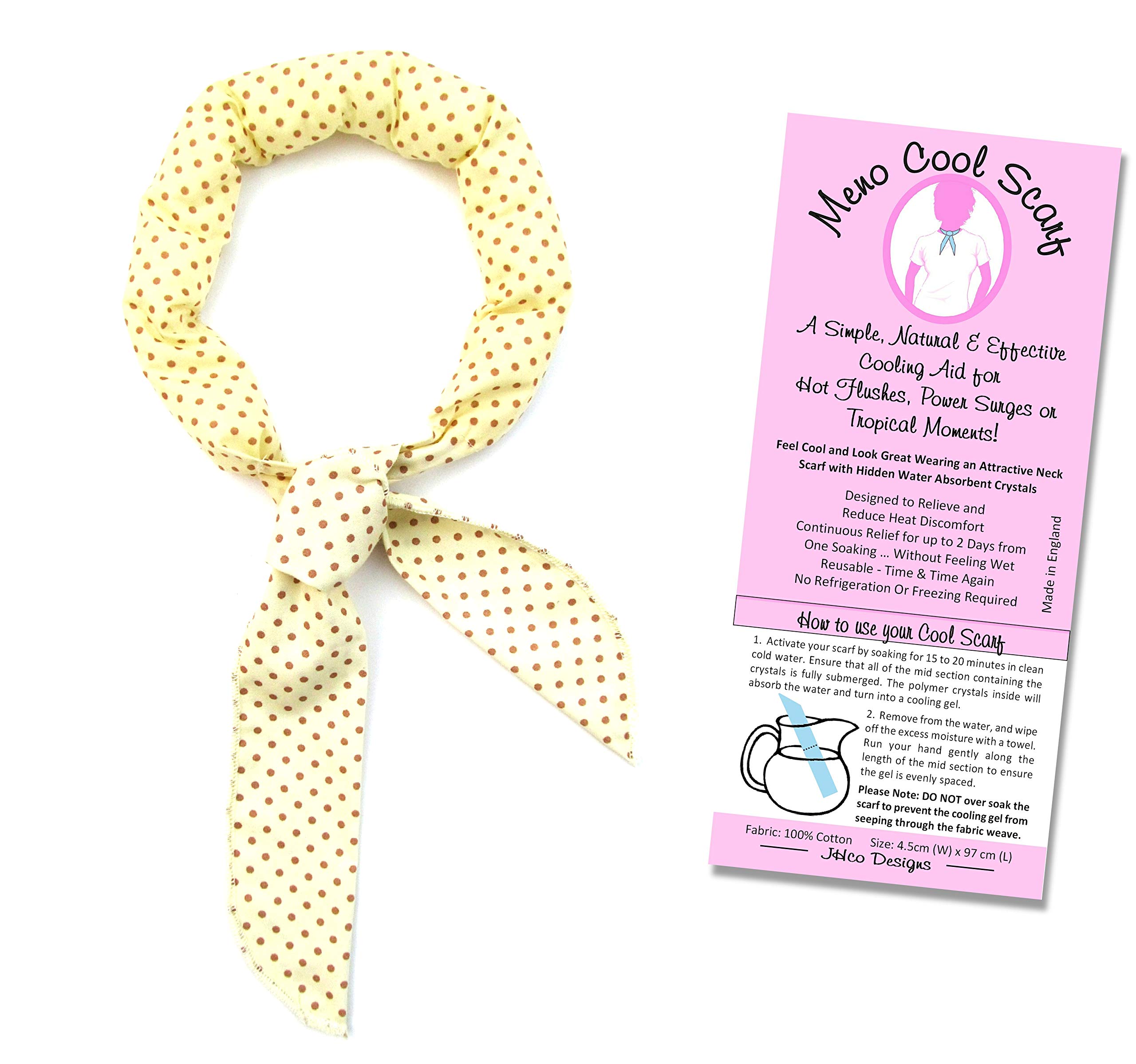 Scarf Cooling Gel Neck WRAP Cream & Cappuccino Spots - Reusable, Natural & Non Toxic - Menopause HOT Flush