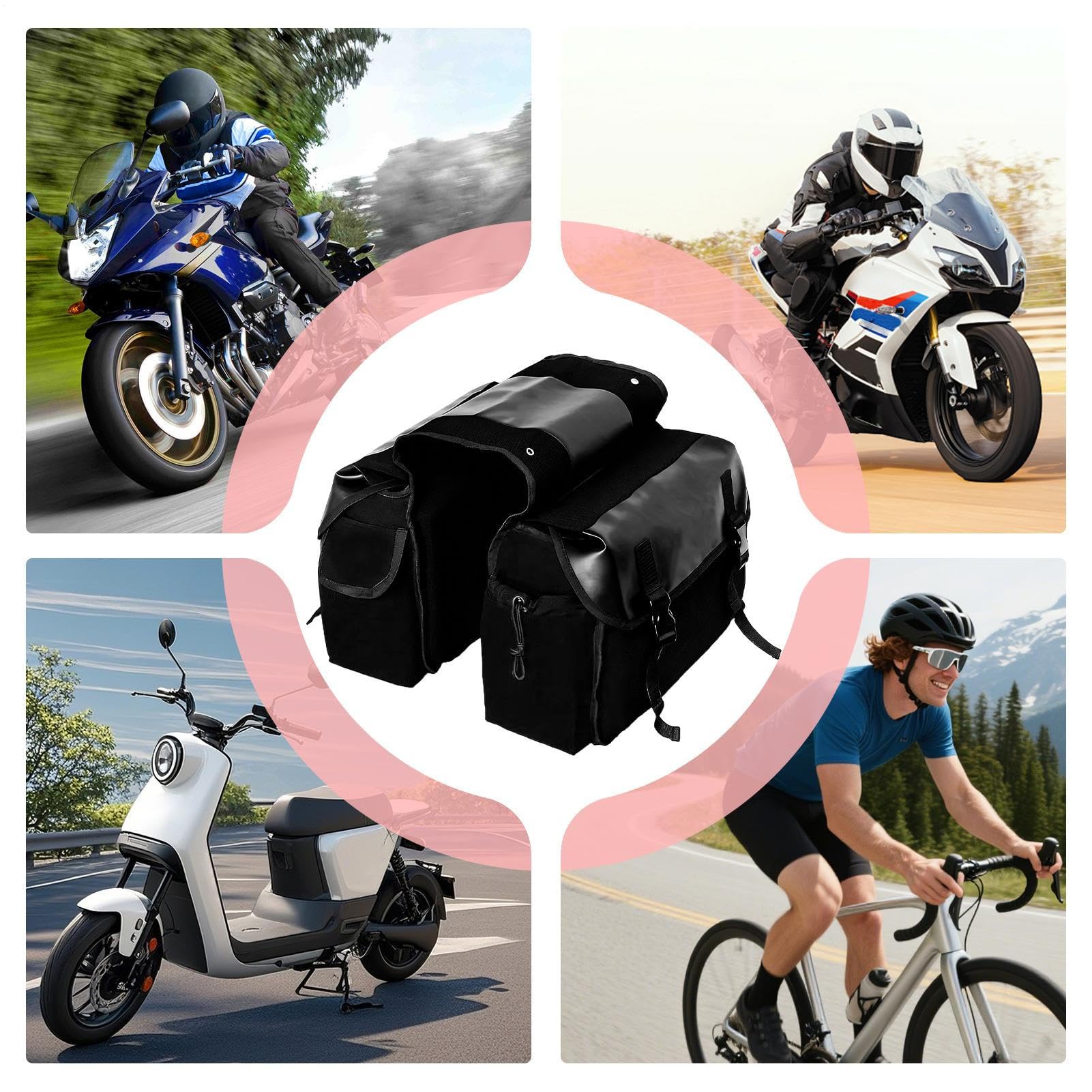 Borsa per Bici, Borsa Impermeabile in Tela - Borsa per Attrezzi da Bici, per Motocicletta, Bicicletta, Scooter, Ciclismo, Tour, Pendolarismo, Viaggi, Viaggio su Strada