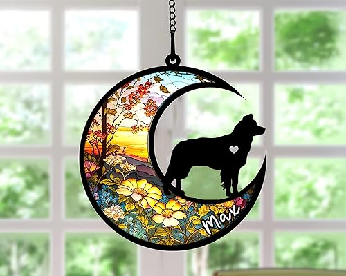 Miniatura 5 de Memorial personalizado para perro, adorno de Navidad para perro Border Collie con nombre, razas personalizadas, atrapasador de luz para pérdida de
