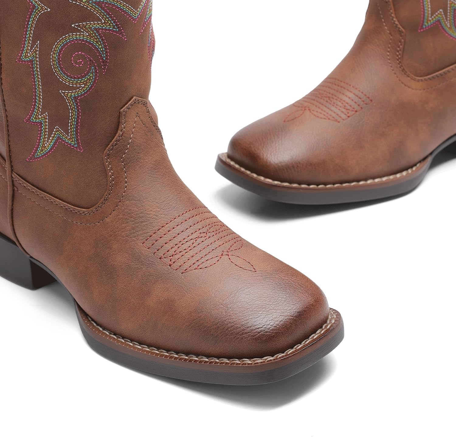 DREAM PAIRS Women's Cowboy Cowgirl Boots Embroidered Square Toe Mid Calf Western Boots Fashion Dress Chunky Low Heel Shoes for Theme Party Country Concert - Image 6