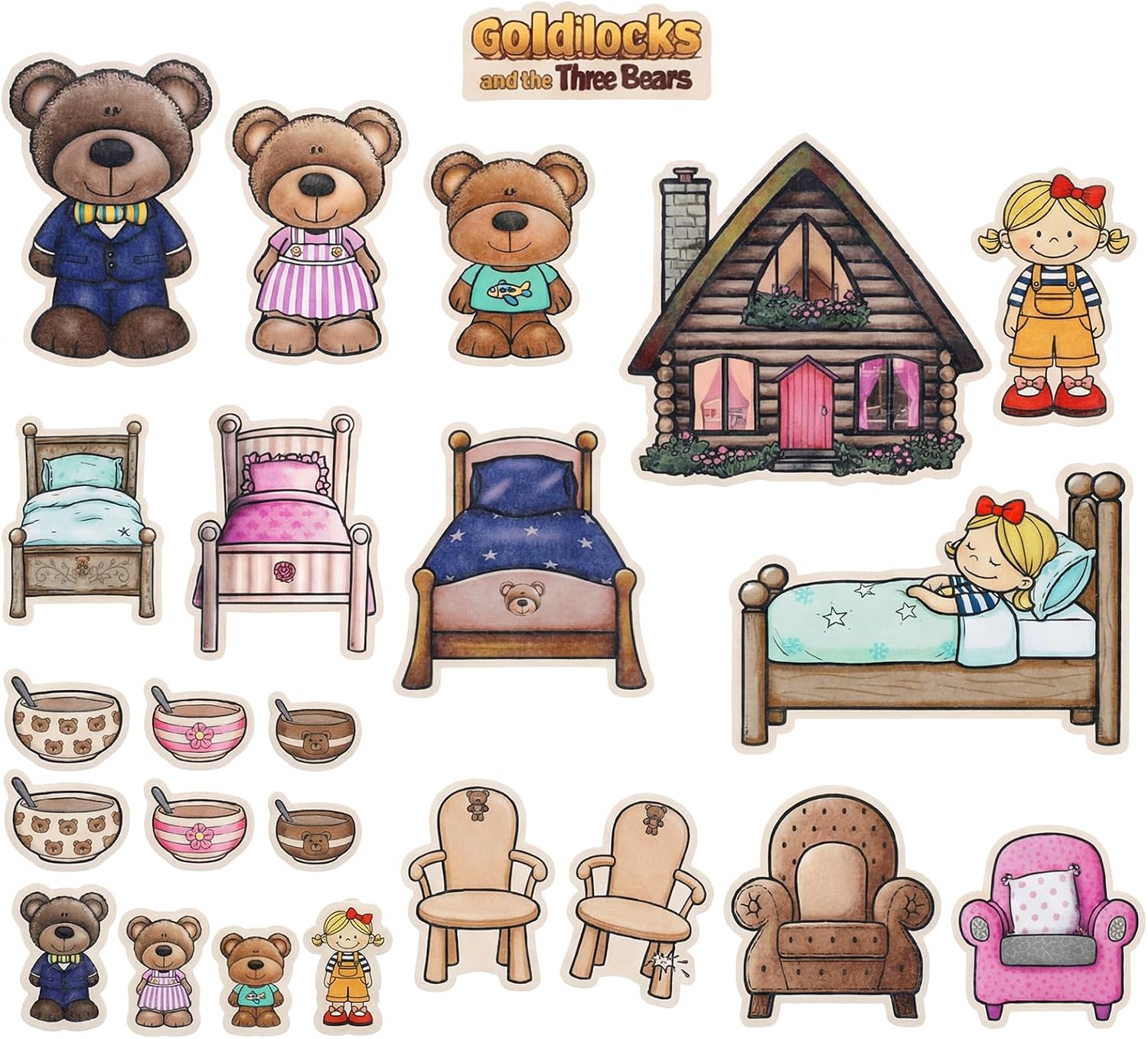 Peryiter 14 Pack Three Little Pigs Felt Board Story Sets
