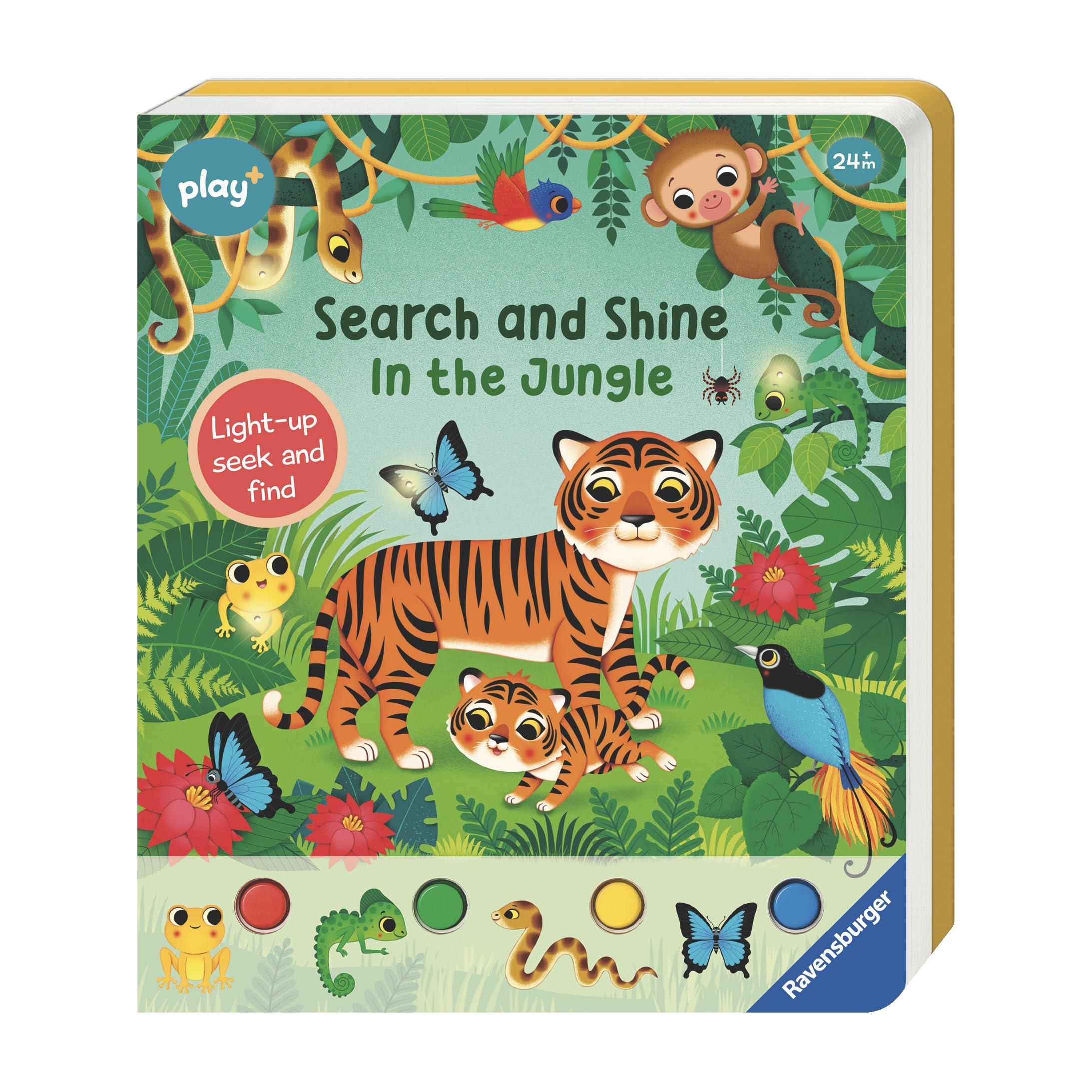 Ravensburger Play+ Search and Shine In The Jungle - Infant Sensory Book - Toddler Activity and Development Gifts - 24 Months+ (2 Years)