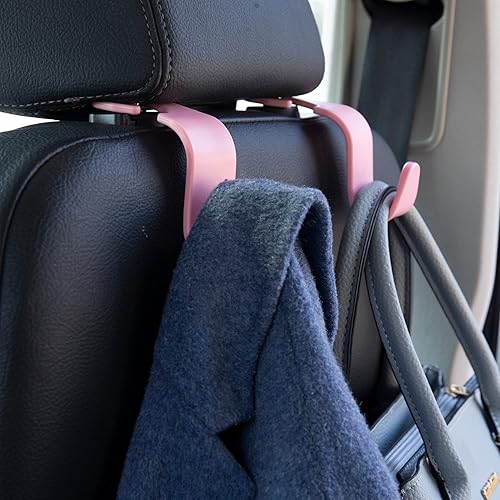 Miniatura 74 de Amooca Paquete de 4 ganchos para reposacabezas de asiento de automóvil, organizador universal de almacenamiento de automóvil, para bolso, bolso, Gris