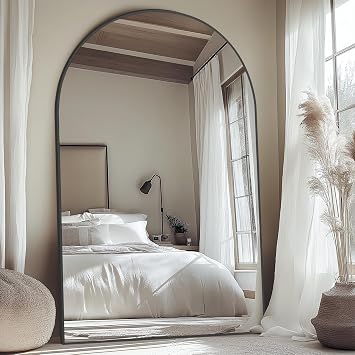 MirrMuse Oversized Floor Mirror Full Length with Stand, 72"X44", Arched