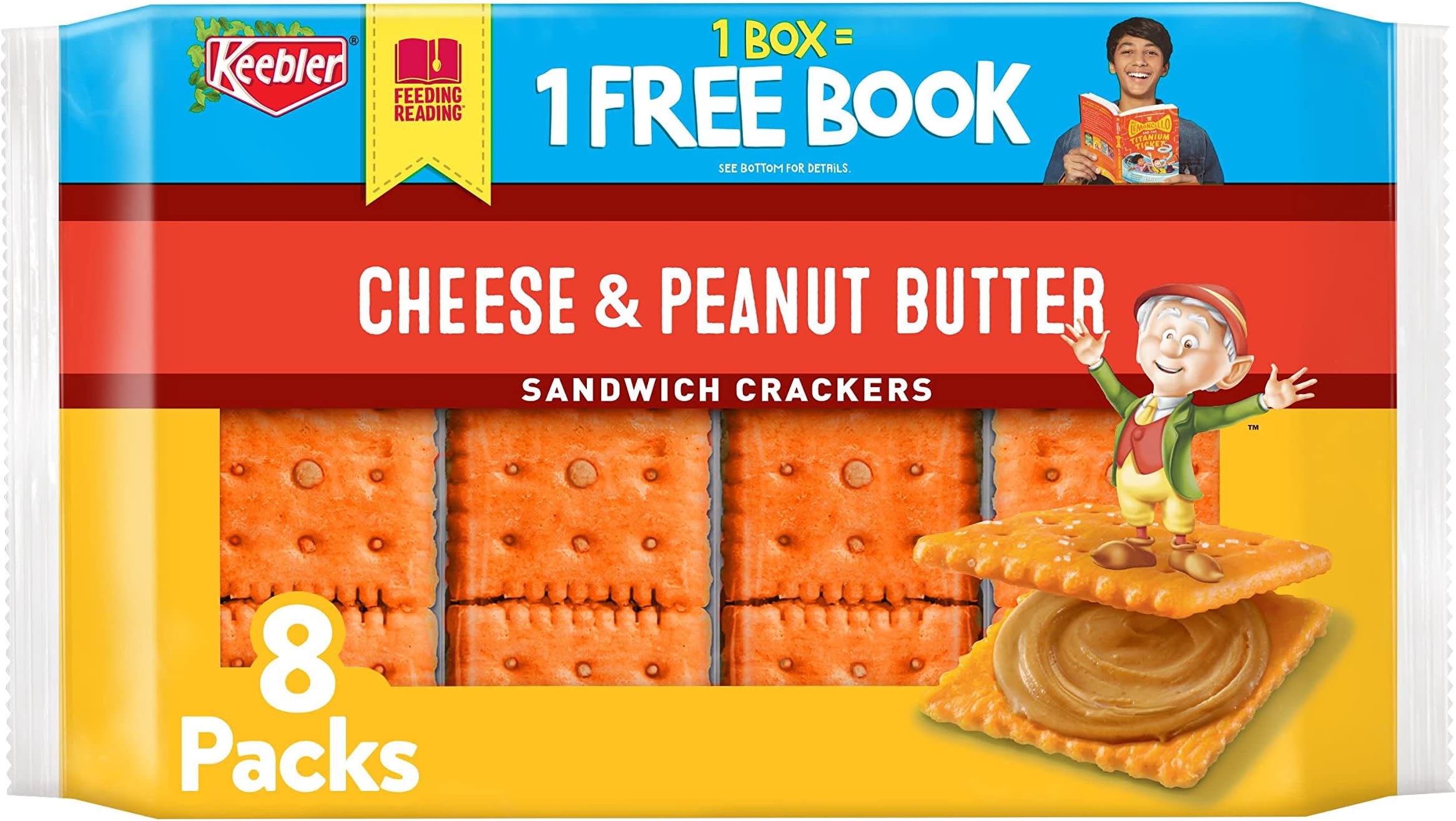 Cheese and Peanut Butter Sandwich Crackers, Single Serve, 1.38 oz Packages, 8 Count(Pack of 6)