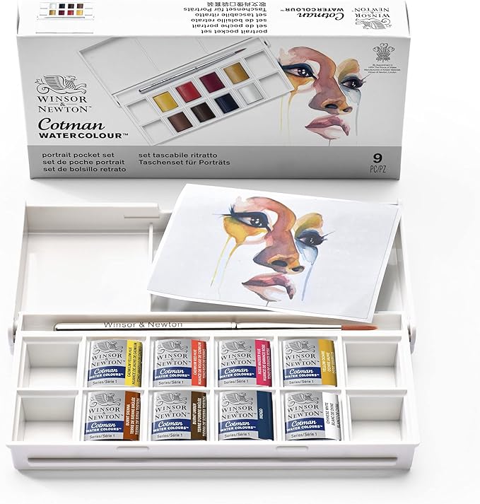 Winsor & Newton Cotman Watercolor Paint Set, 8 Half Pan