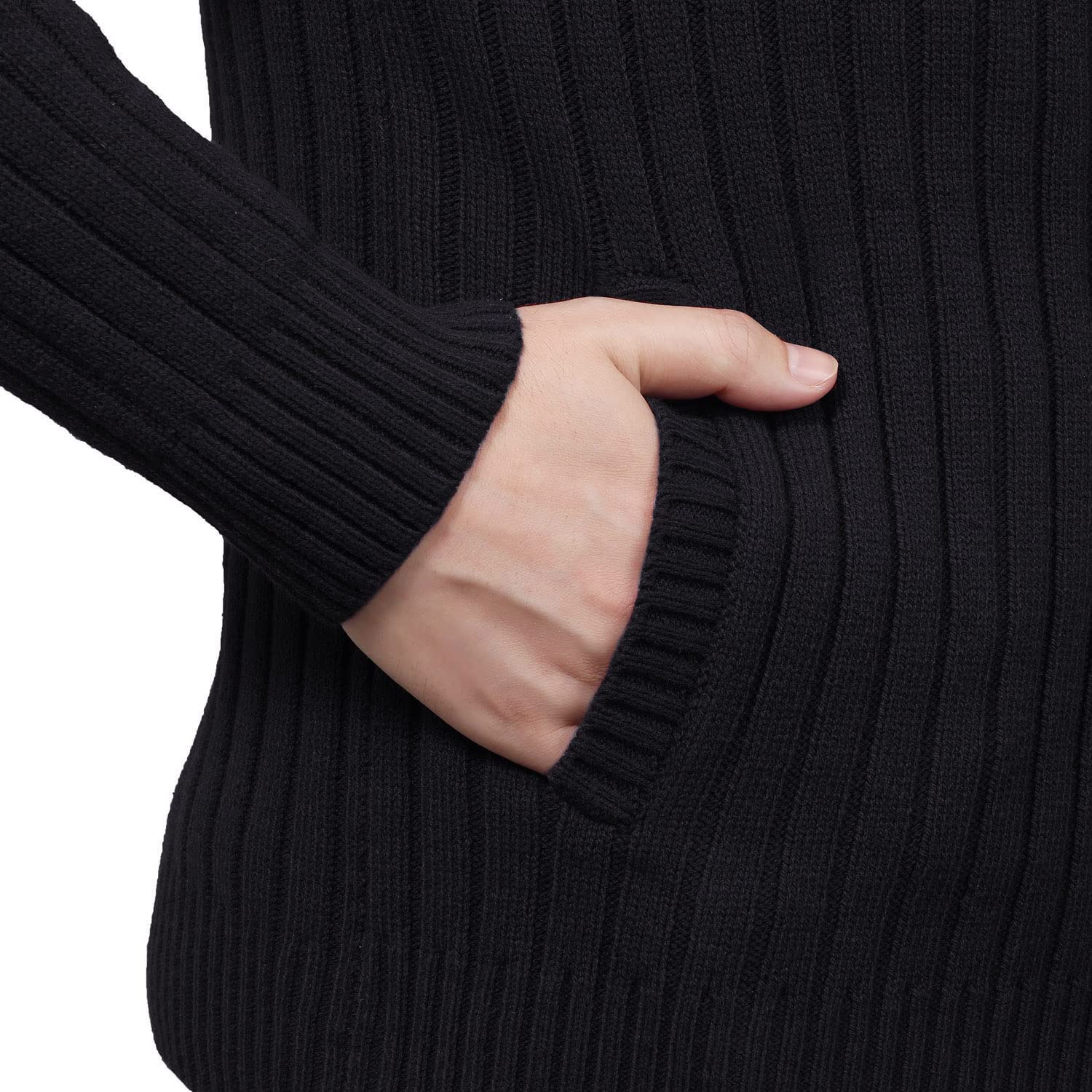 aoli ray Uomo Maniche Lunghe Cardigan Sweaters Inverno Cerniera Maglione con 2 Tasche