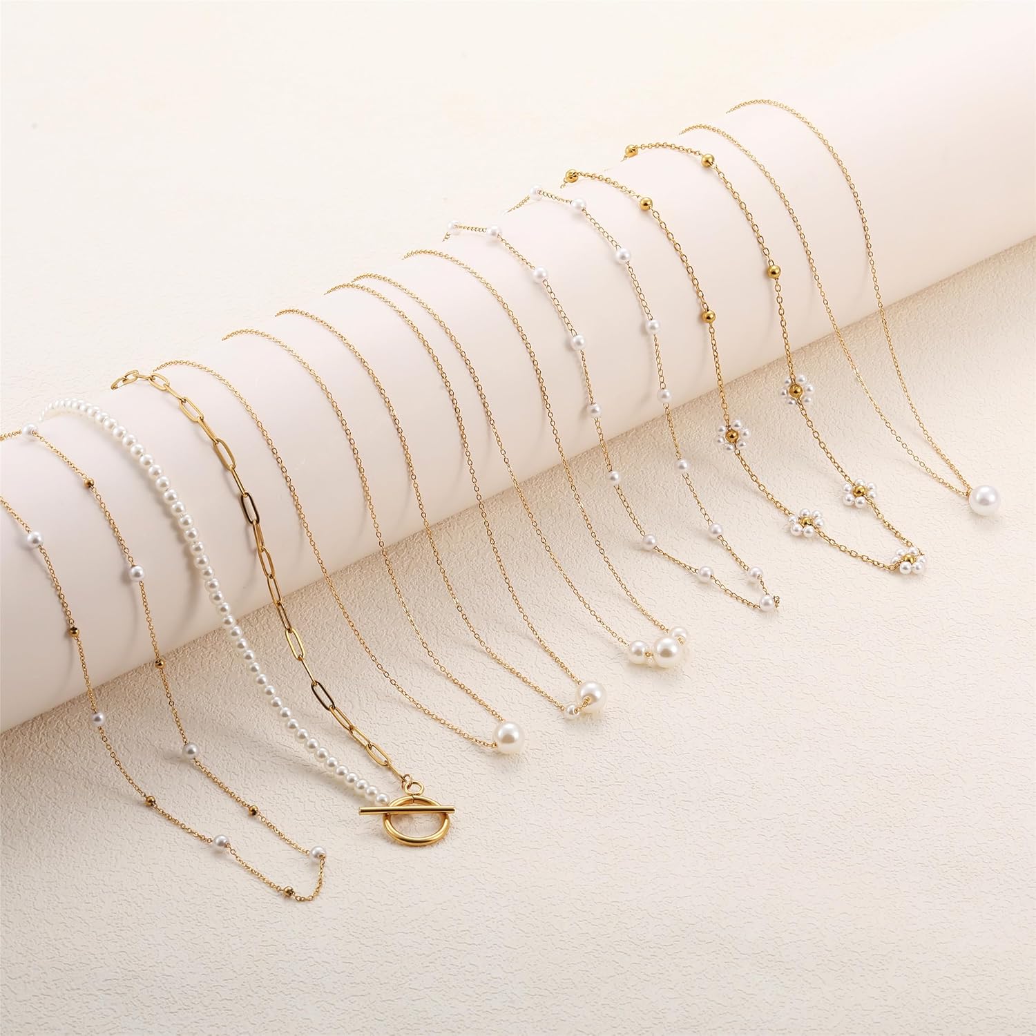 Dainty Pearl Necklace for Women Gold Plated Bridal Wedding Jewelry Trendy Cute Lariat Pearl Pendant Drop Charm Choker Stackable Necklace Gift for Women Mom Sister Daughter - Image 5