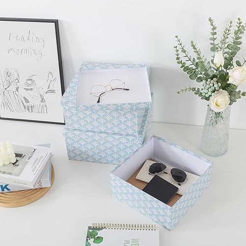 Miniatura 6 de Soul & Lane Juego de 3 cajas decorativas con tapas, cuadradas de 11 x 11 pulgadas, almacenamiento de cartón anidable para decoración del hogar en