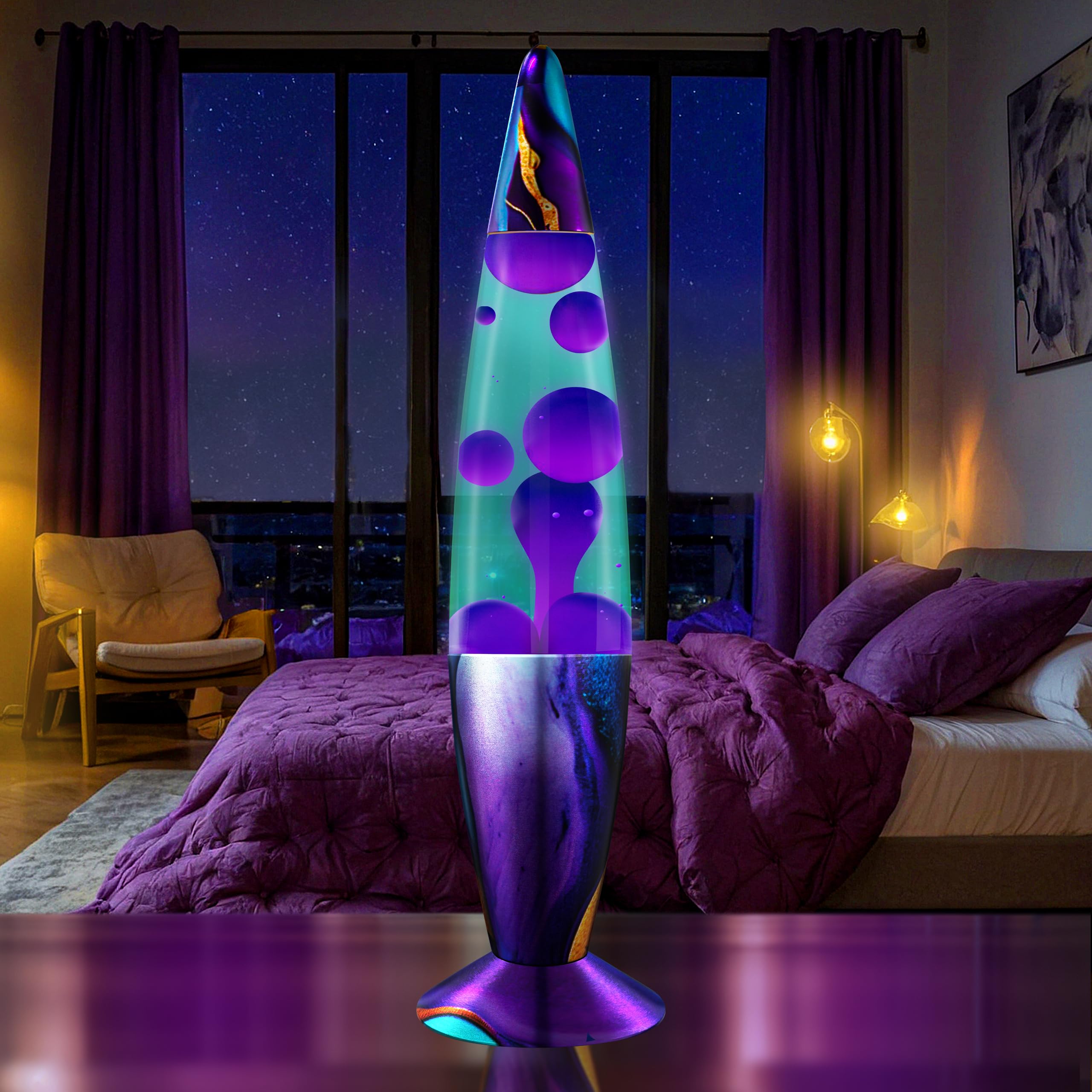 JAMBO Lámpara de movimiento mejorada, lámpara de mármol índigo, lámpara líquida relajante, luz de estado de ánimo, decoración del hogar, lámpara para sala de estar, oficina, dormitorio, cocina, luz