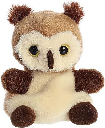 Aurora® Adorable Palm Pals™ Barnie Owl™ Animal de peluche, diversión de bolsillo, juego sobre la marcha, marrón, 5 pulgadas
