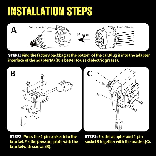 Miniatura 8 de Oyviny Adaptador de cableado de remolque multiremolque USCAR de 7 pines a hoja de 7 vías y plano de 4 vías para vehículos Ford, GM, Dodge, paquete