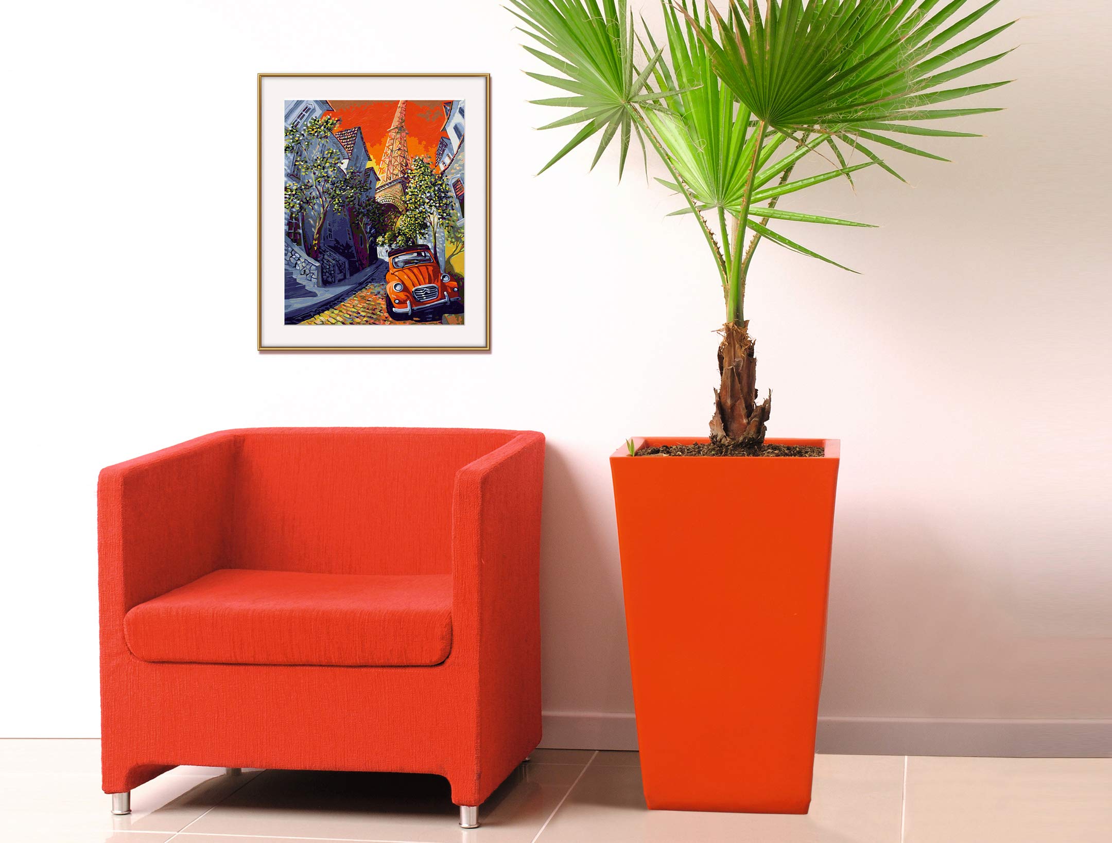 Schipper 609130820 Pittura con i numeri, Little Red Citroen by Miguel Freitas, Pittura per adulti, inclusi pennelli e colori acrilici, 40 x 50 cm