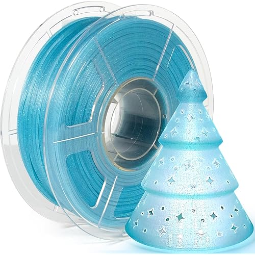 iSANMATE Clear PLA 3D Printer Filament, Transparent Glitter Sky Blue PLA Filament 1.75 mm, 3D Printing Filament 1KG/2.2lb