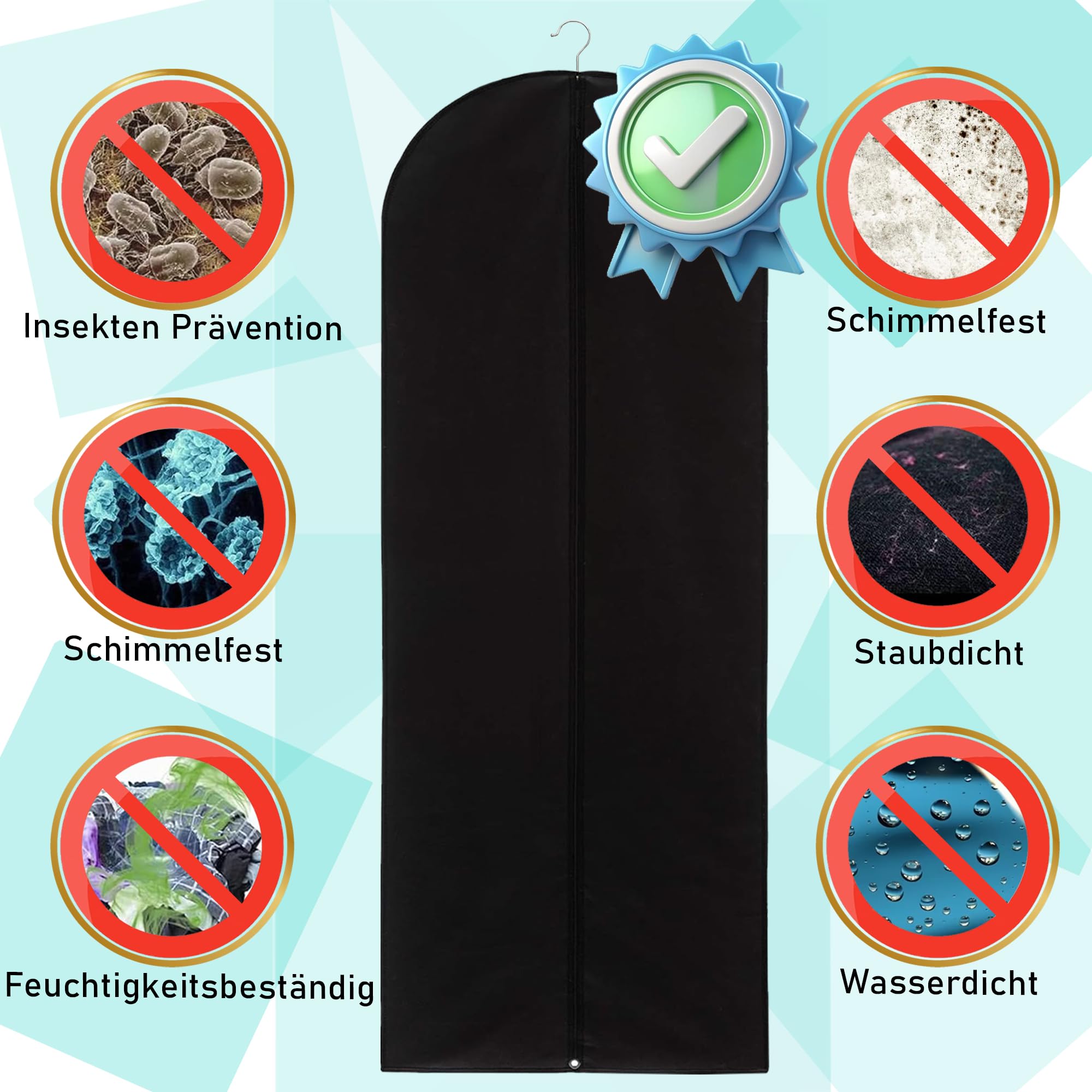 5 Kleidersäcke Aus Vlies – 160x60 Cm, Mit Reißverschluss, Atmungsaktiv & Wasserdicht