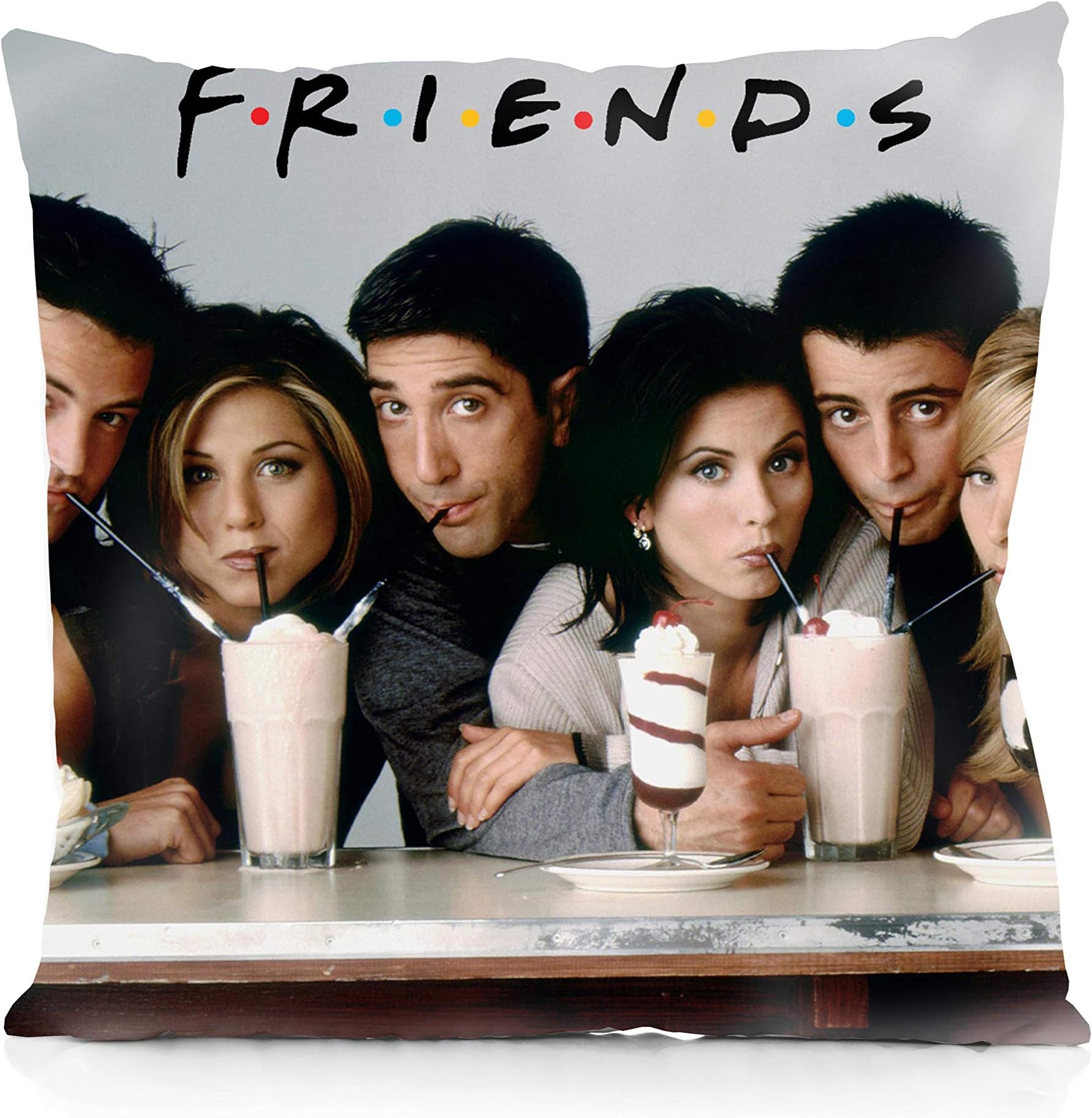 Friends Square Pillowcase Both Sides Print Zipper Throw Pillows Covers 18x18 Inches