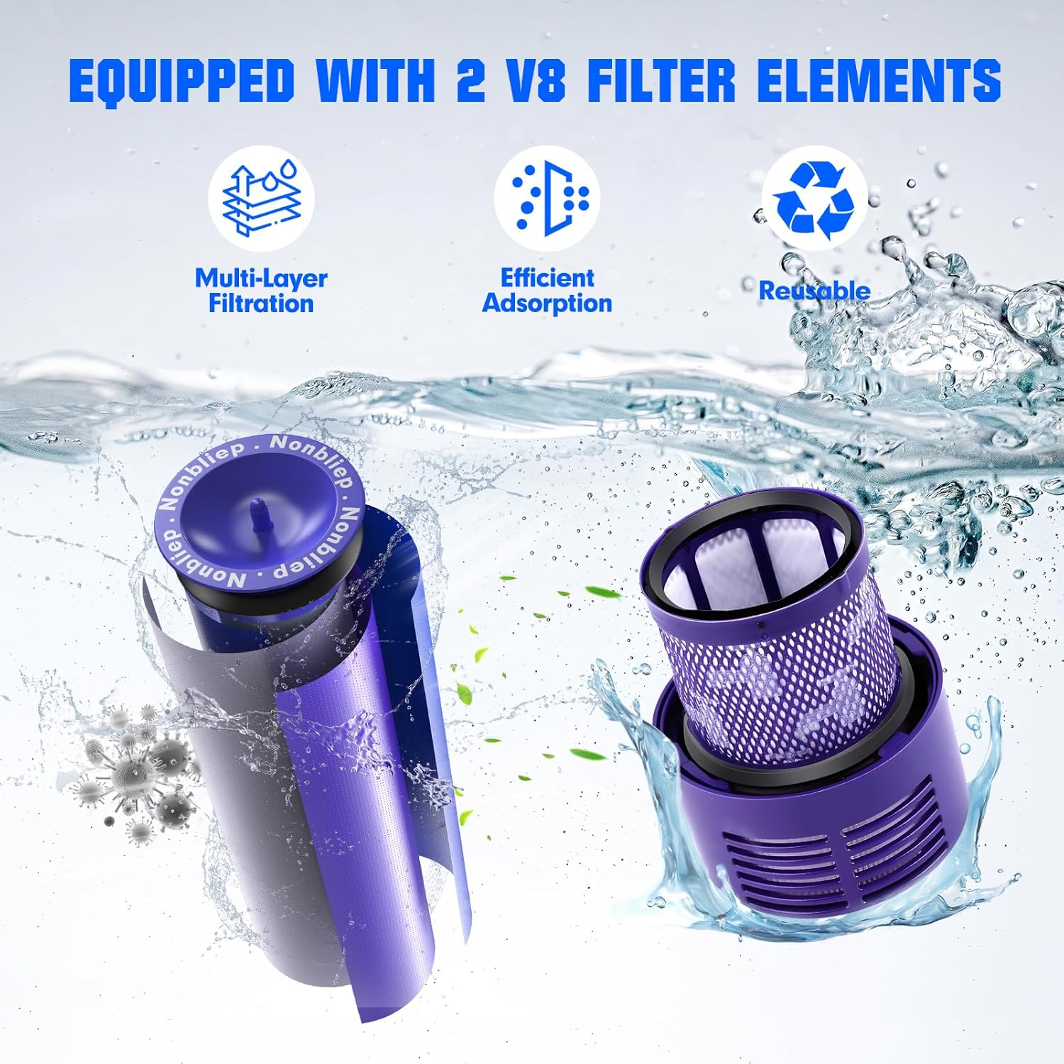 Upgraded 8000mAh 21.6V Li-ion Replacement for Dyson V8 Battery 215681 967834-05 SV10 V8 Absolute/Animal/Motorhead/Fluffy/Cord-Free Handheld Vacuum