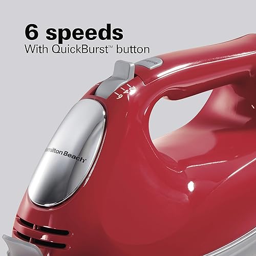 Miniatura 4 de Hamilton Beach Batidora de mano eléctrica de 6 velocidades picadora de verduras roja y eléctrica y mini procesador de alimentos 3 tazas 350 vatios
