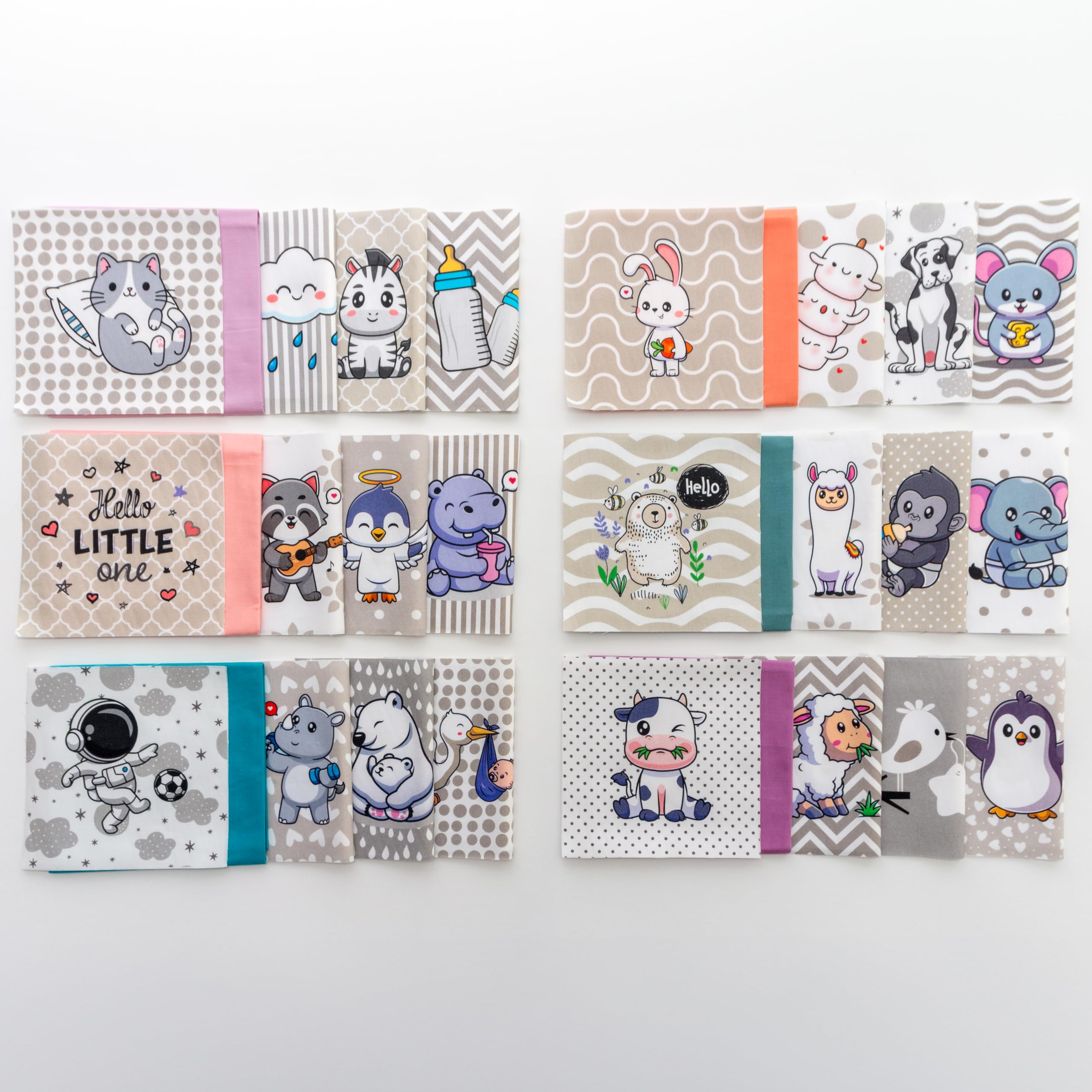 Lalikul Fabrics Grey. Cotton Charm Packs, Fat Quarters Bundles, 42 Different Motifs (Charm Pack)