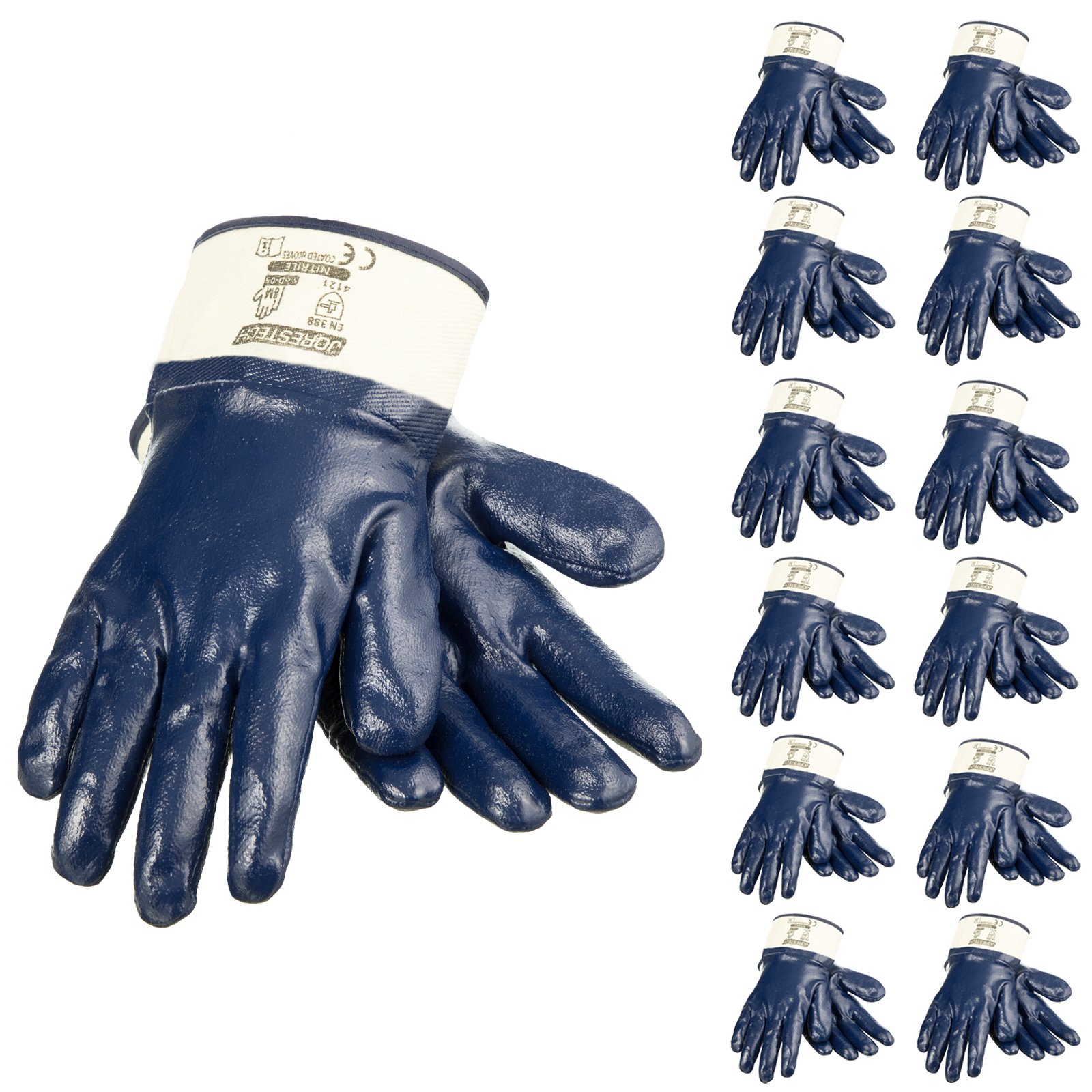 JORESTECH Guantes de trabajo de punto con revestimiento de nitrilo, protección de manos de PPE (grande), paquete de 12