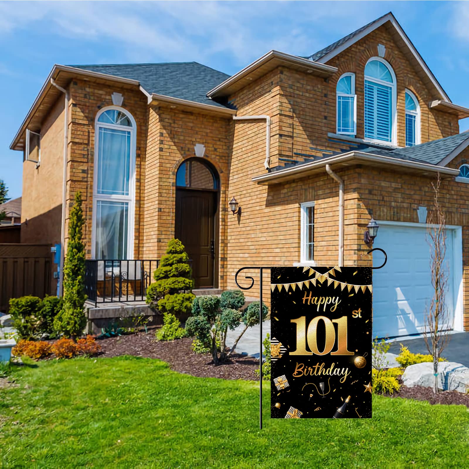 Happy 101st Birthday Gartenflagge – Ca. 45 X 30 Cm, Aus Wetterfestem Leinen, Für Outdoor-Partys