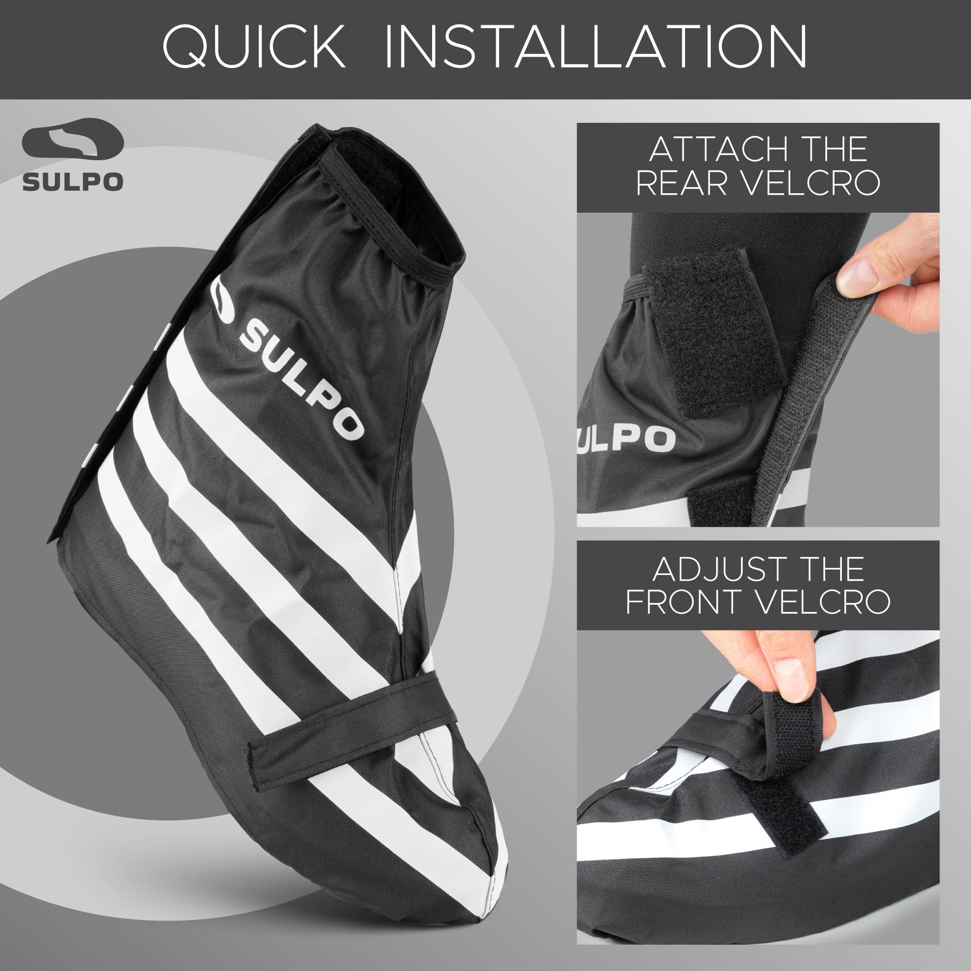 SULPO Copriscarpe impermeabile, parapioggia, copriscarpe per bicicletta e moto, chiusura lampo, riutilizzabile, taglie 35-47