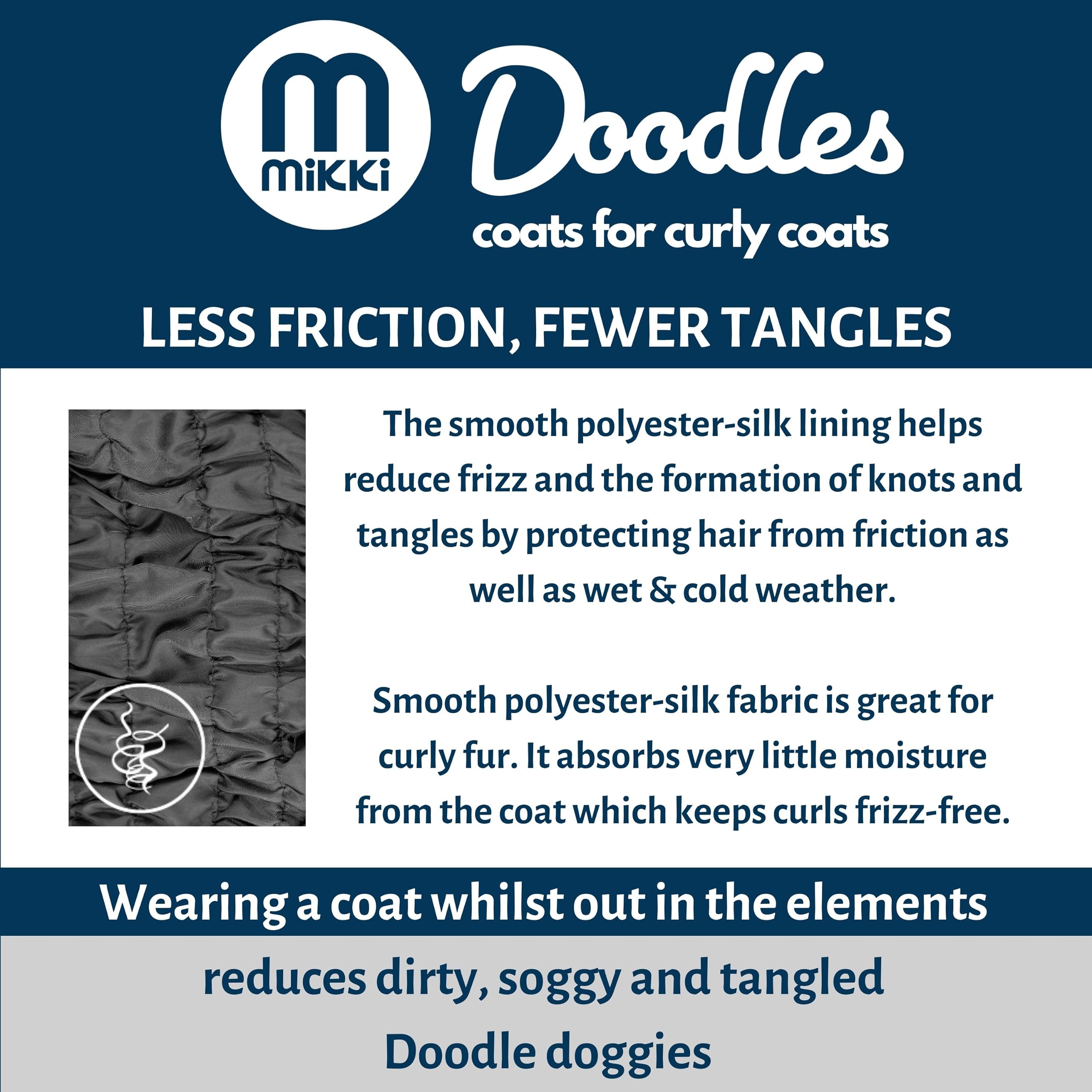 Mikki Doodles, Chubasquero para Perros, Impermeable, Cortaviento, Forro Sedoso, Menos fricción Significa Menos Nudos y enredos, Talla XL