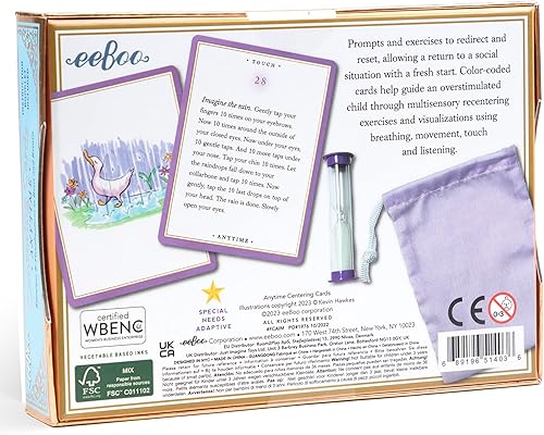 Miniatura 2 de eeBoo: Tarjetas de centrado en cualquier momento, ejercicios y visualizaciones para descansar y regresar, redirigir y enfocar a tu hijo, incluye 36