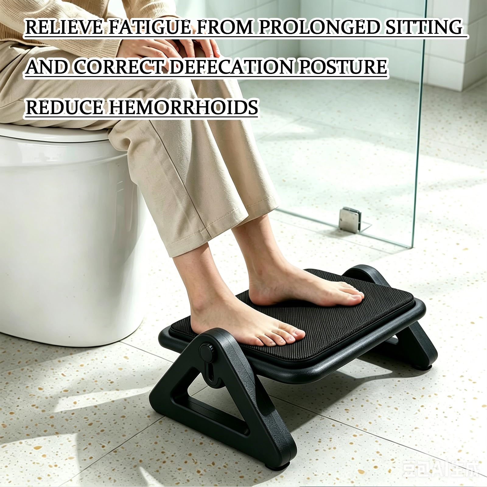 Poggiapiedi Ergonomico per Ufficio, Poggiapiedi con Funzione Massaggio | Migliora la Postura e la Circolazione, Poggiapiedi con Funzione Massaggio, 6 Regolabili e funzione di massaggio