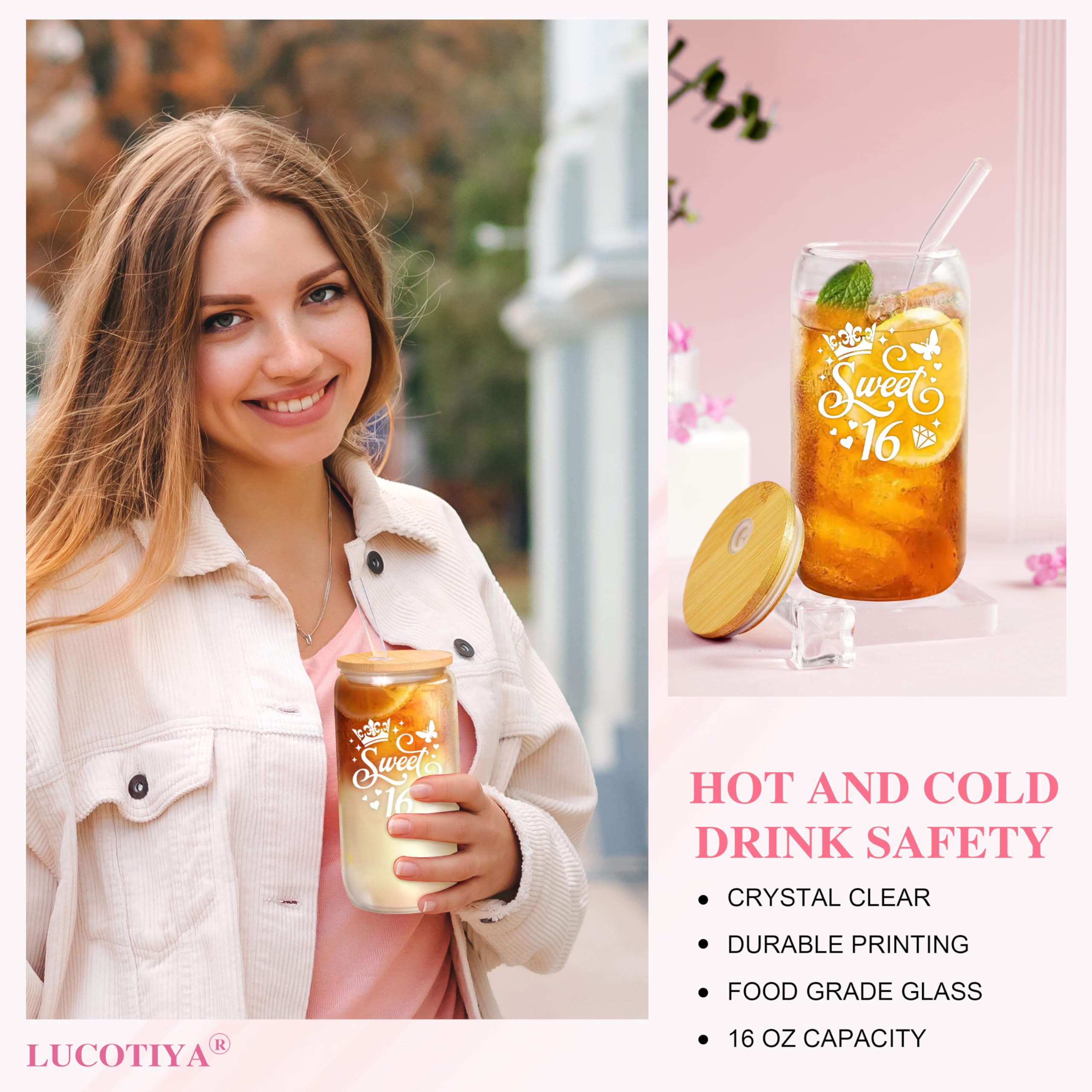 Jumway Birthday Gift Box for 16 Girls - Luxury Pink Teen Milestone Kit with 'Sweet 16' Cup, Rose Gold Mirror, Spa Set - Perfect 16th Birthday Present for Daughter, Sister, Friends