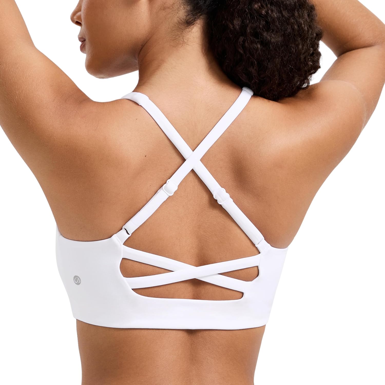 CRZ YOGA Butterlift Cross Back Sports Bras for Women – Scoop Neck Adjustable Straps Wireless Padded Pilates Workout Top