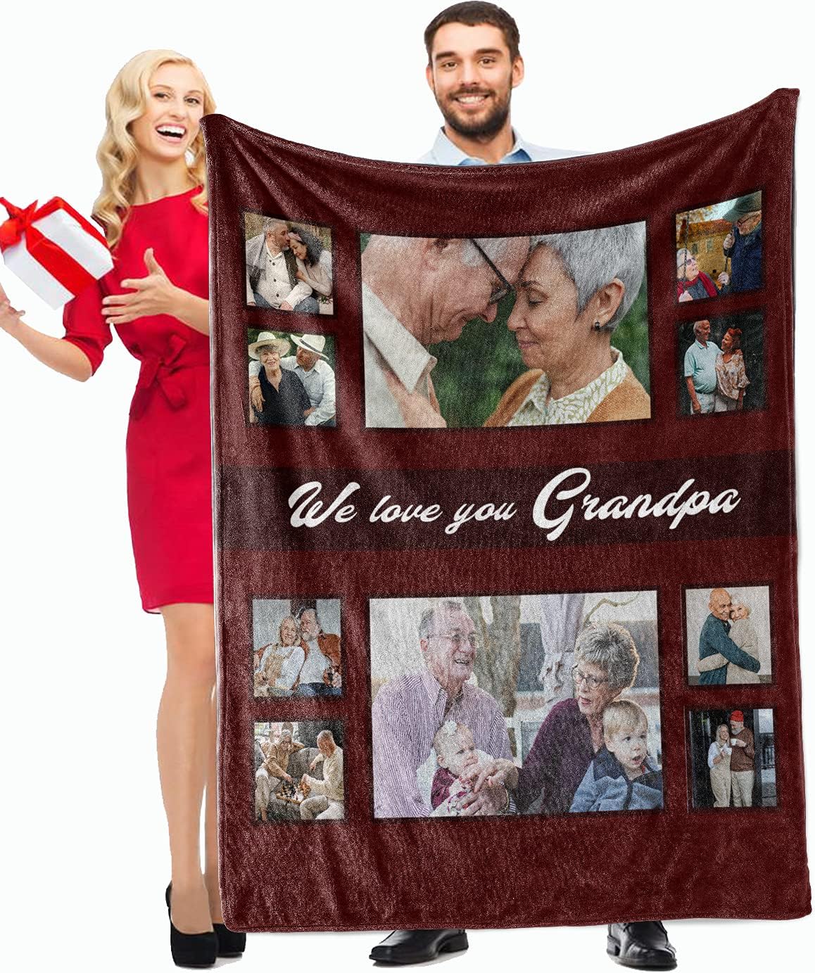 Custom Personalized Throw Blanket with Picture/Photo Printing Soft Flannel Blanket for Pets Family Friend Birthday Gifts and Wedding Gifts (10 Photo Collages, 40"X50")