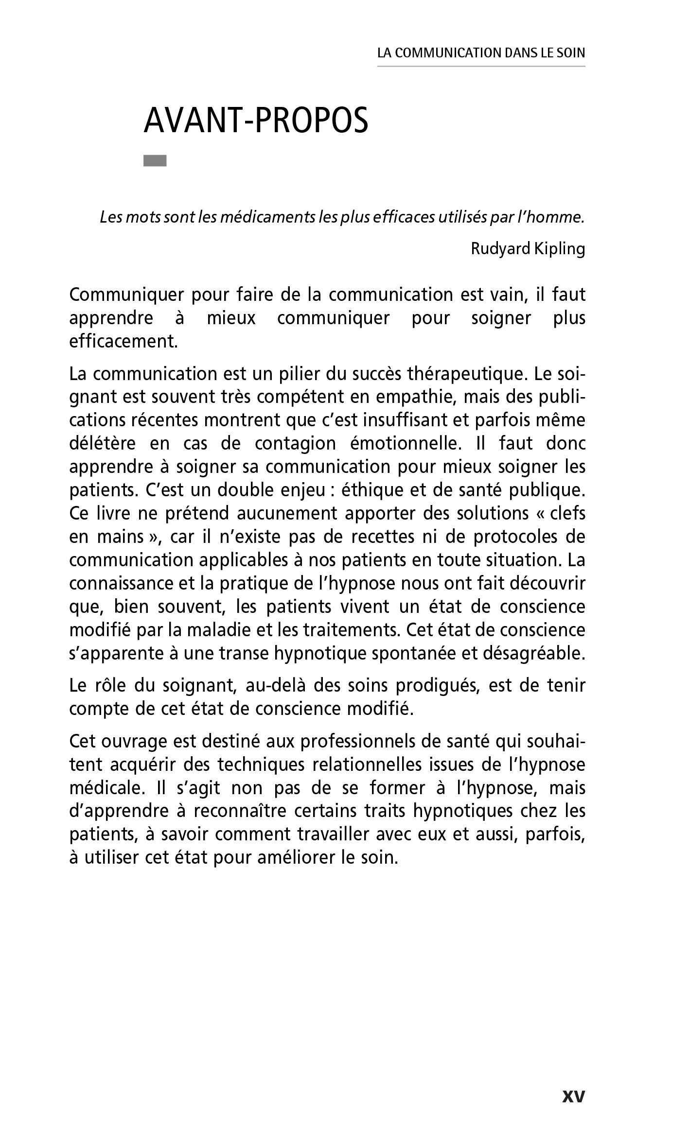 La communication dans le soin: Hypnose médicale et techniques relationnelles