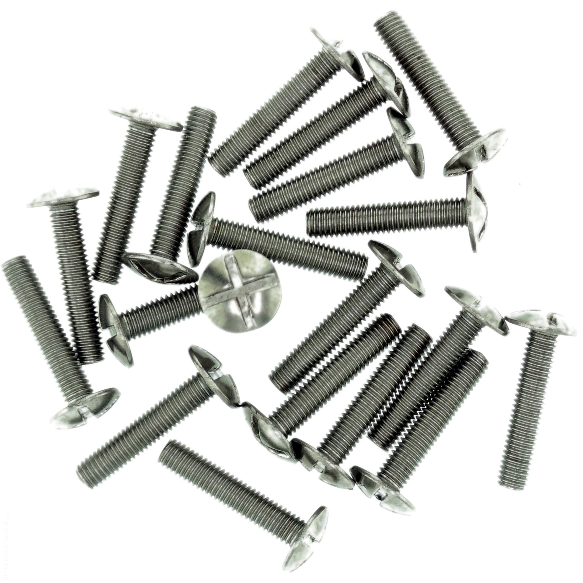 Singularity Supplies M4 (4Mm X 16Mm) Slot Mushroom Machine Screw (Bolt) (Crossed) - Stainless Steel (A2) (Pack Of 20)
