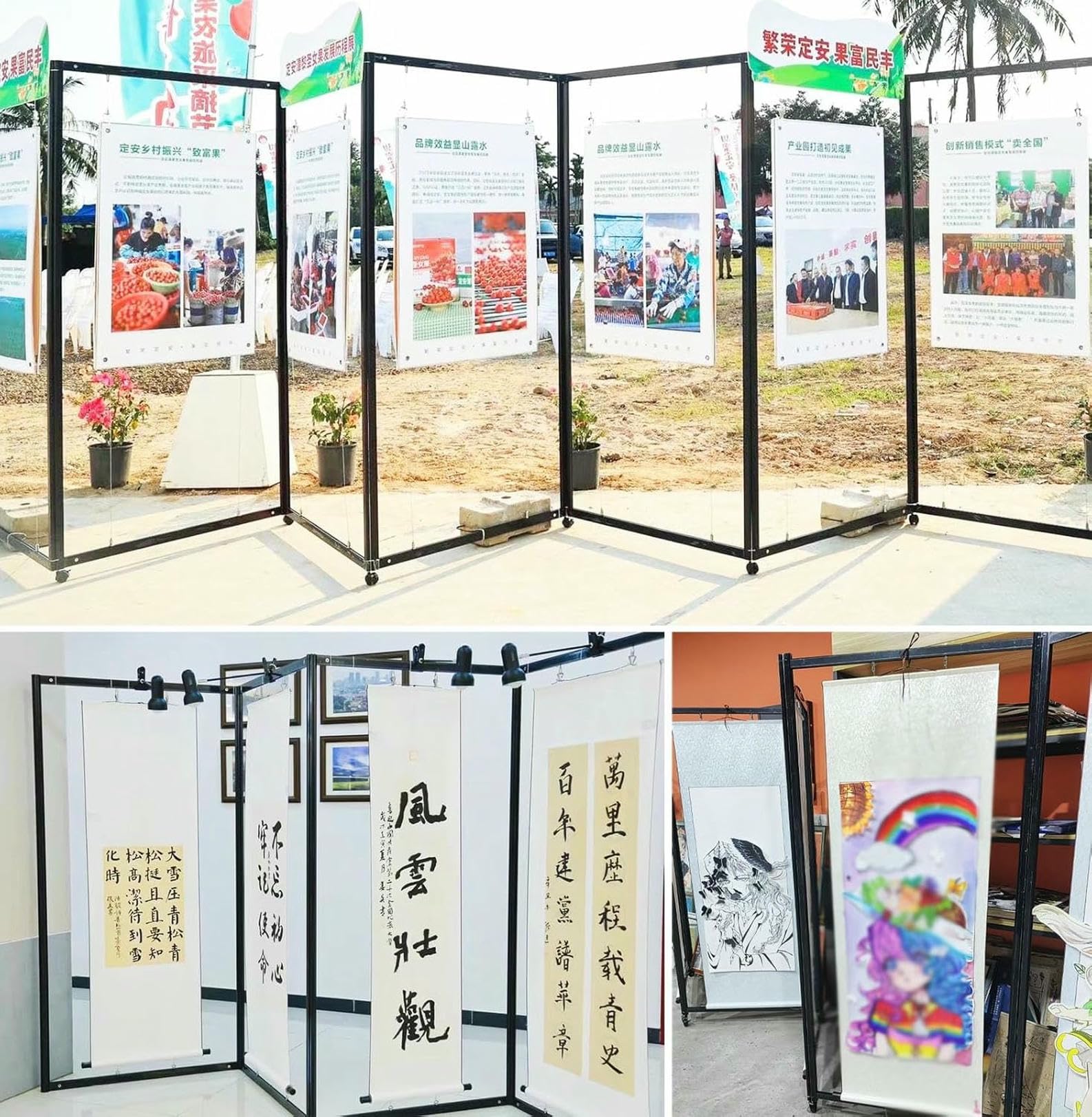 Expositor Plegable para guarderías, Soporte móvil para Carteles publicitarios, Estudio de Pintura y fotografía artística, Organizador de Carteles (1 Unidad, 120 x 250 cm